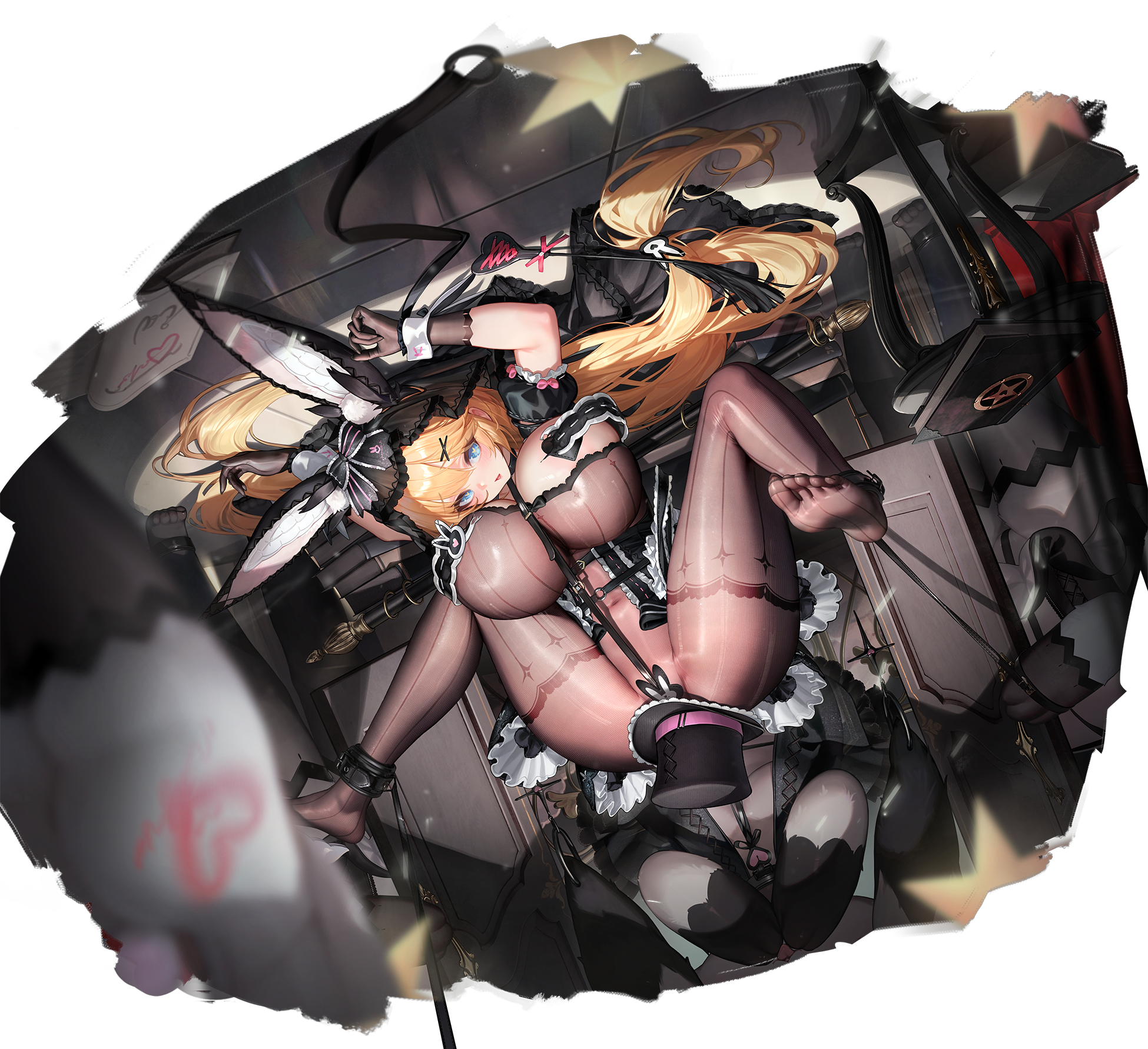 animal_ears bodysuit bunny_ears cross_core dk_senie no_bra pasties transparent_png