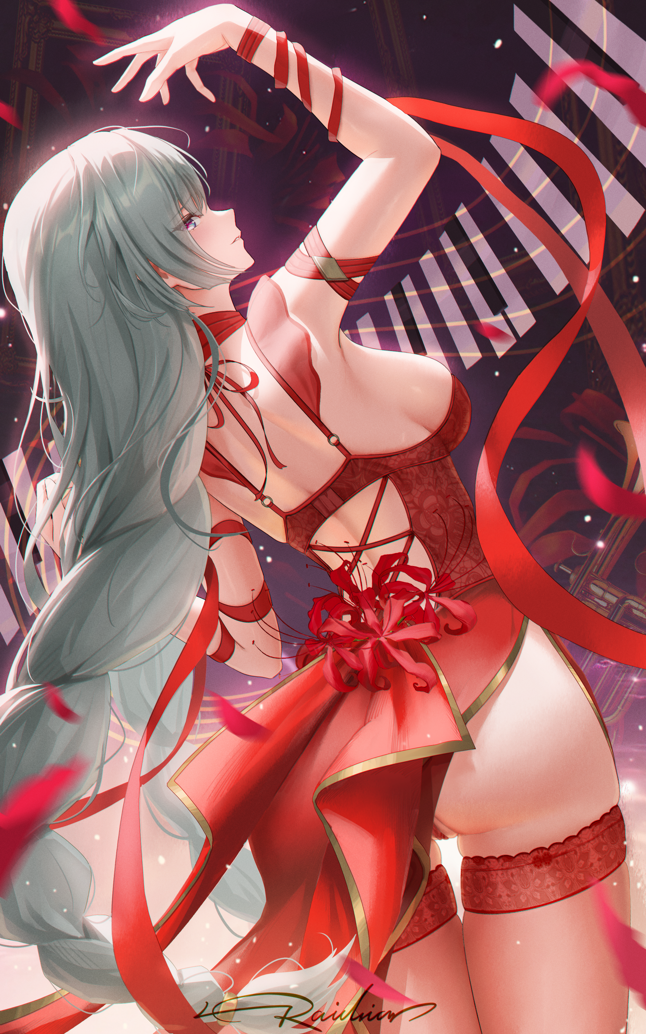 dress no_bra phrolova raidriar_18 see_through thighhighs wuthering_waves