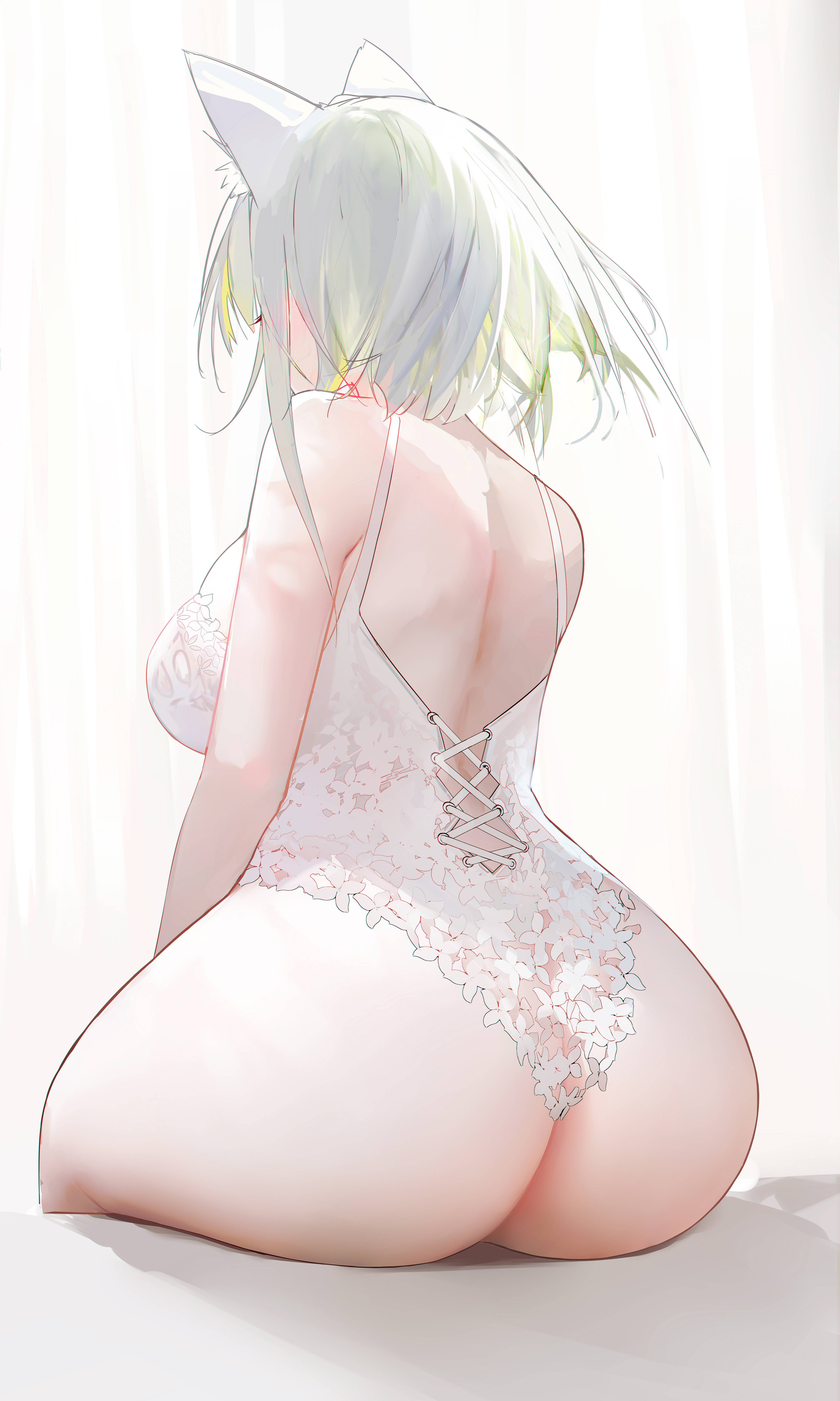 animal_ears arknights ass kal'tsit_(arknights) leotard no_bra omone_hokoma_agm see_through