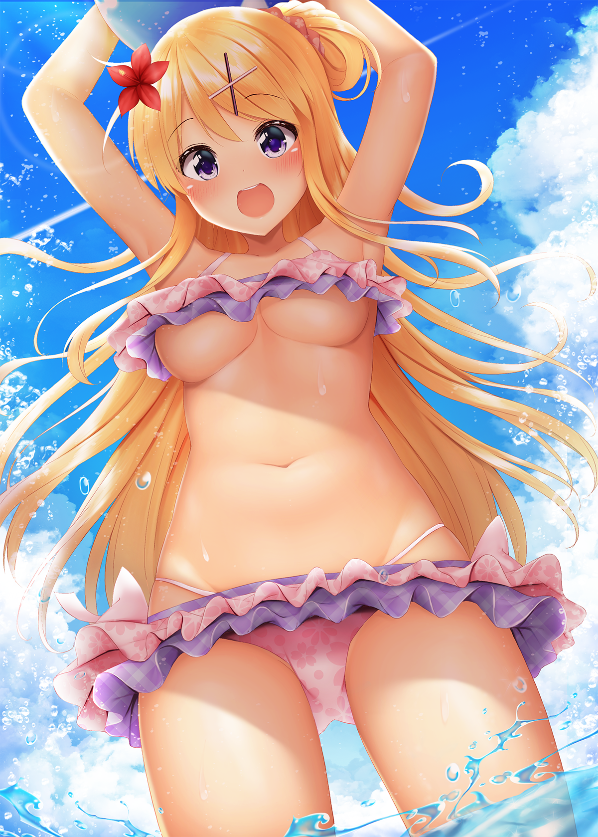 bikini kin-iro_mosaic kujou_karen minato_ojitan swimsuits underboob wet