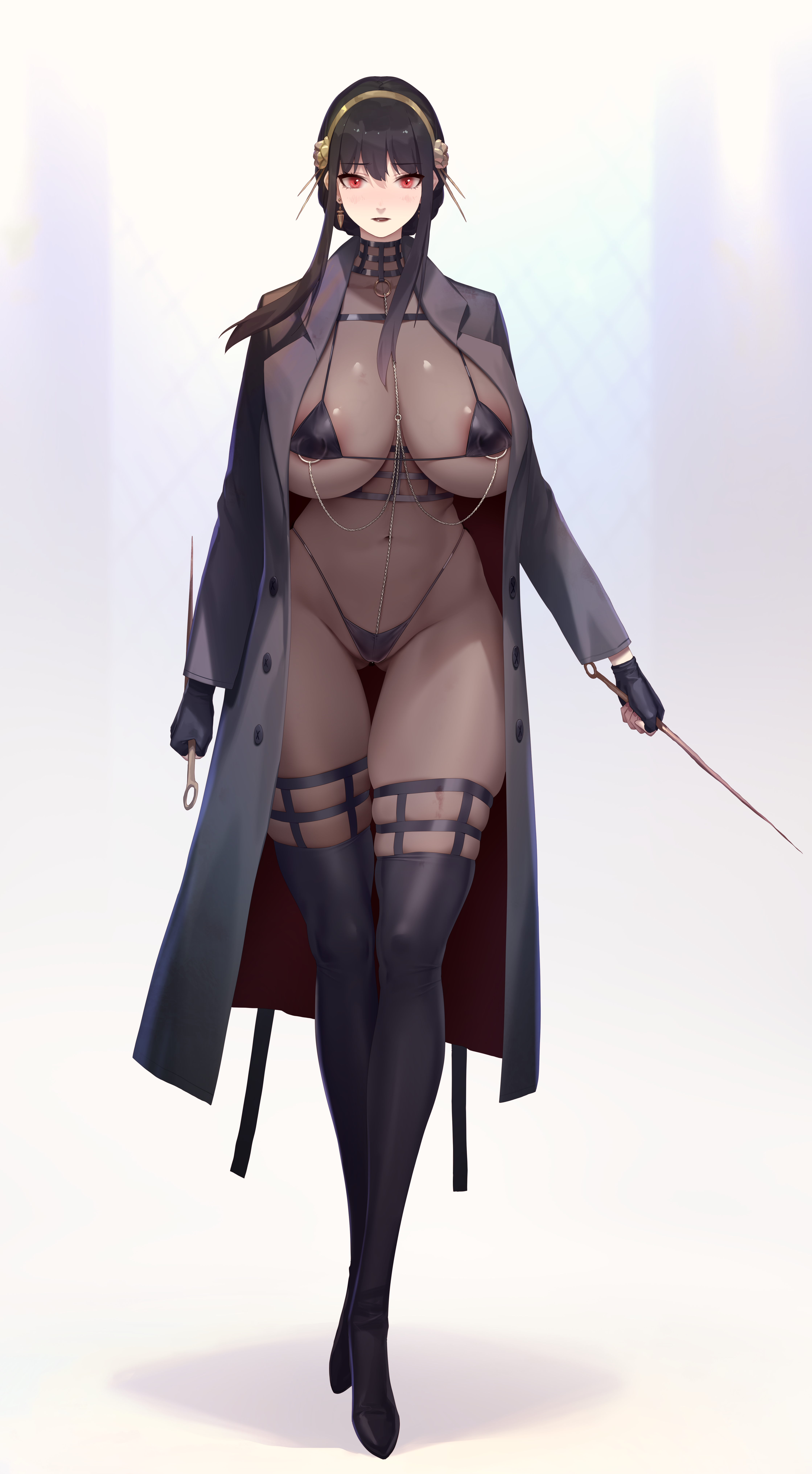 areola bikini bodysuit erect_nipples rekaerb_maerd see_through spy_x_family swimsuits thighhighs thong weapon yor_briar