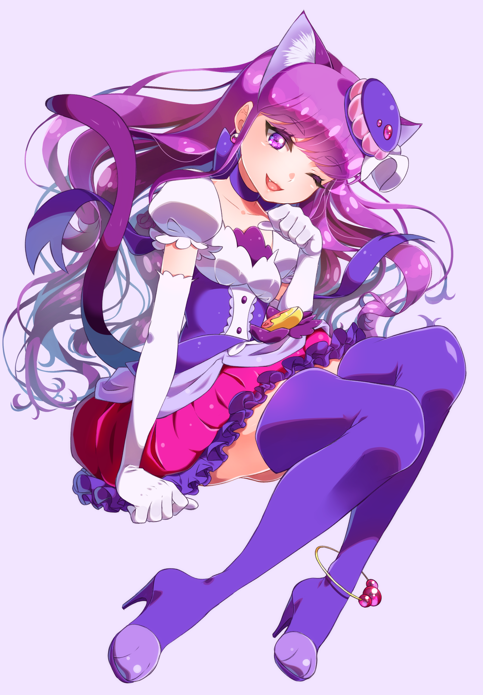 animal_ears dress heels kirakira_precure_a_la_mode kotozume_yukari nekomimi pretty_cure tail thighhighs yupiteru