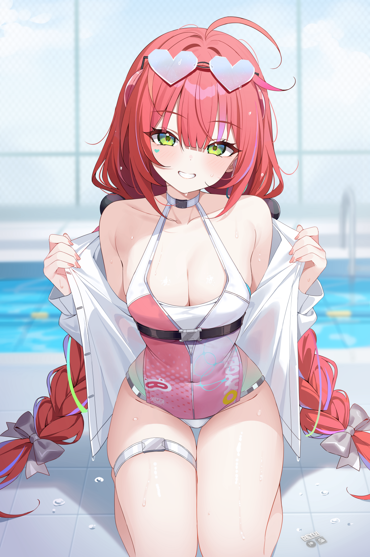 deyui garter megane swimsuits ukinami_yuzuha undressing zenless_zone_zero