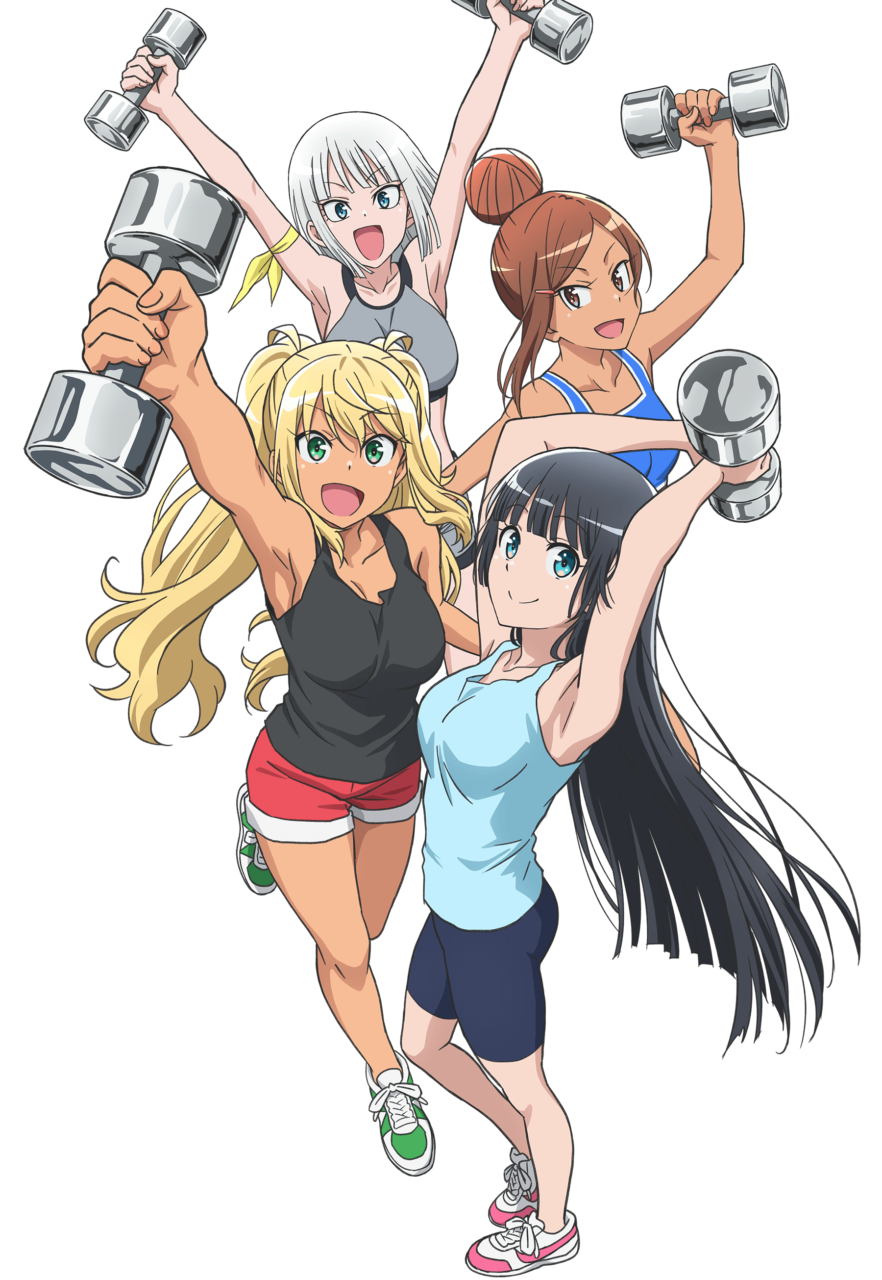 bike_shorts cleavage dumbbell_nan-kilo_moteru? gina_boyd sakura_hibiki souryuuin_akemi transparent_png uehara_ayaka