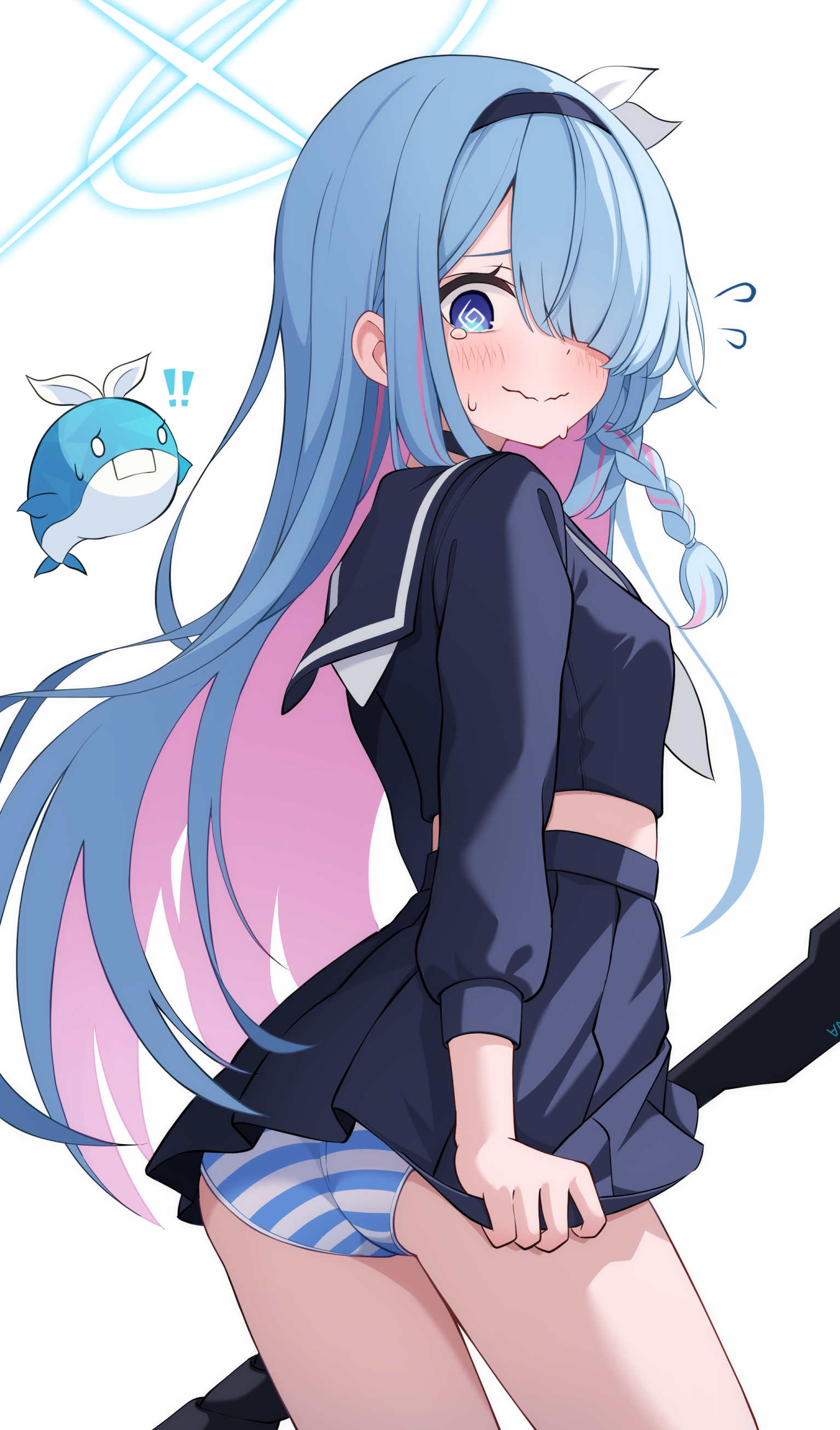 arona_(blue_archive) blue_archive halo loli pantsu seifuku shijima_(shijima_tc) shimapan skirt_lift