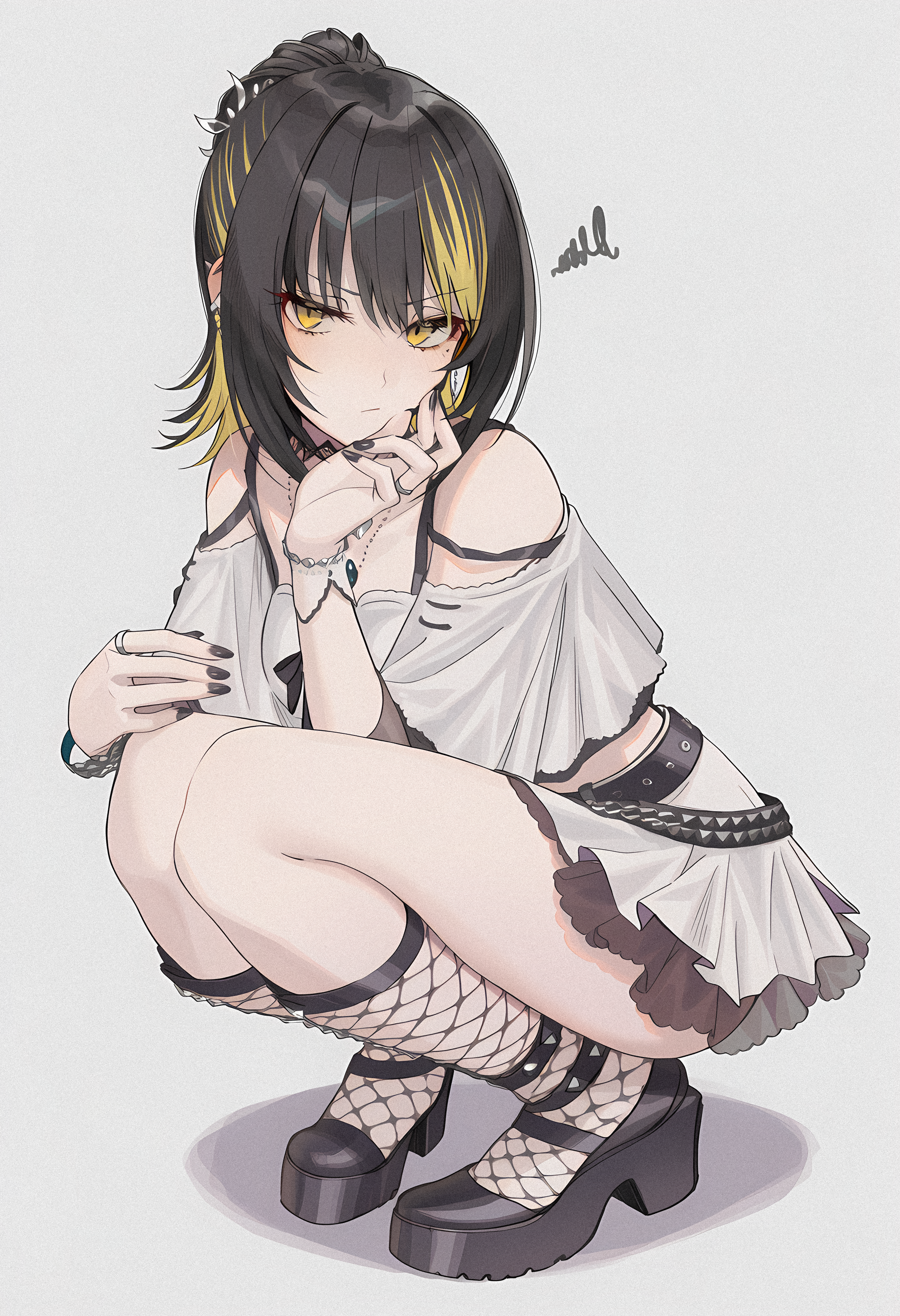 fishnets heels ikaruga_luca see_through skirt_lift tagme the_idolm@ster the_idolm@ster_shiny_colors