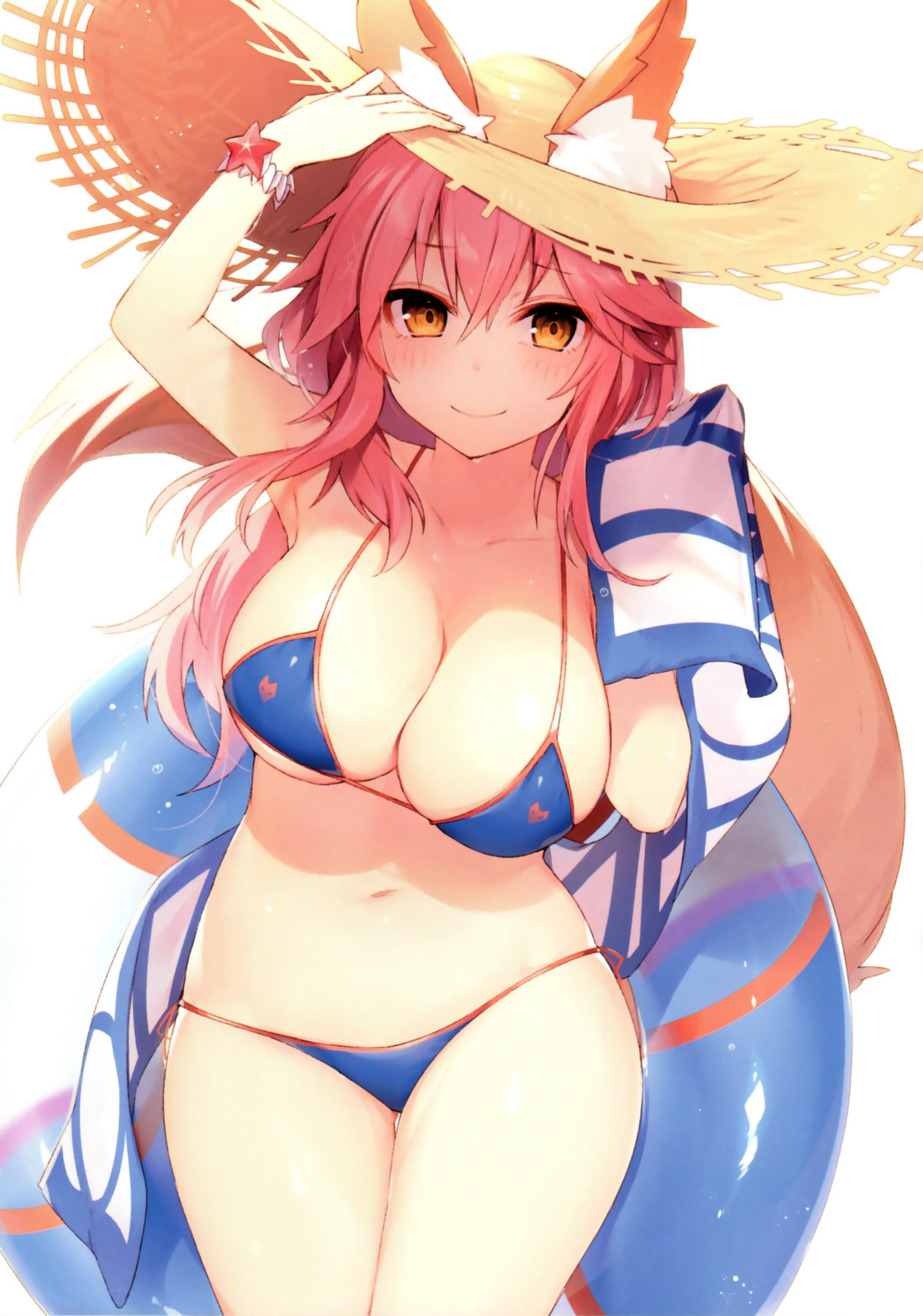 animal_ears bikini cleavage fate/grand_order kitsune muryo swimsuits tail tamamo_no_mae underboob