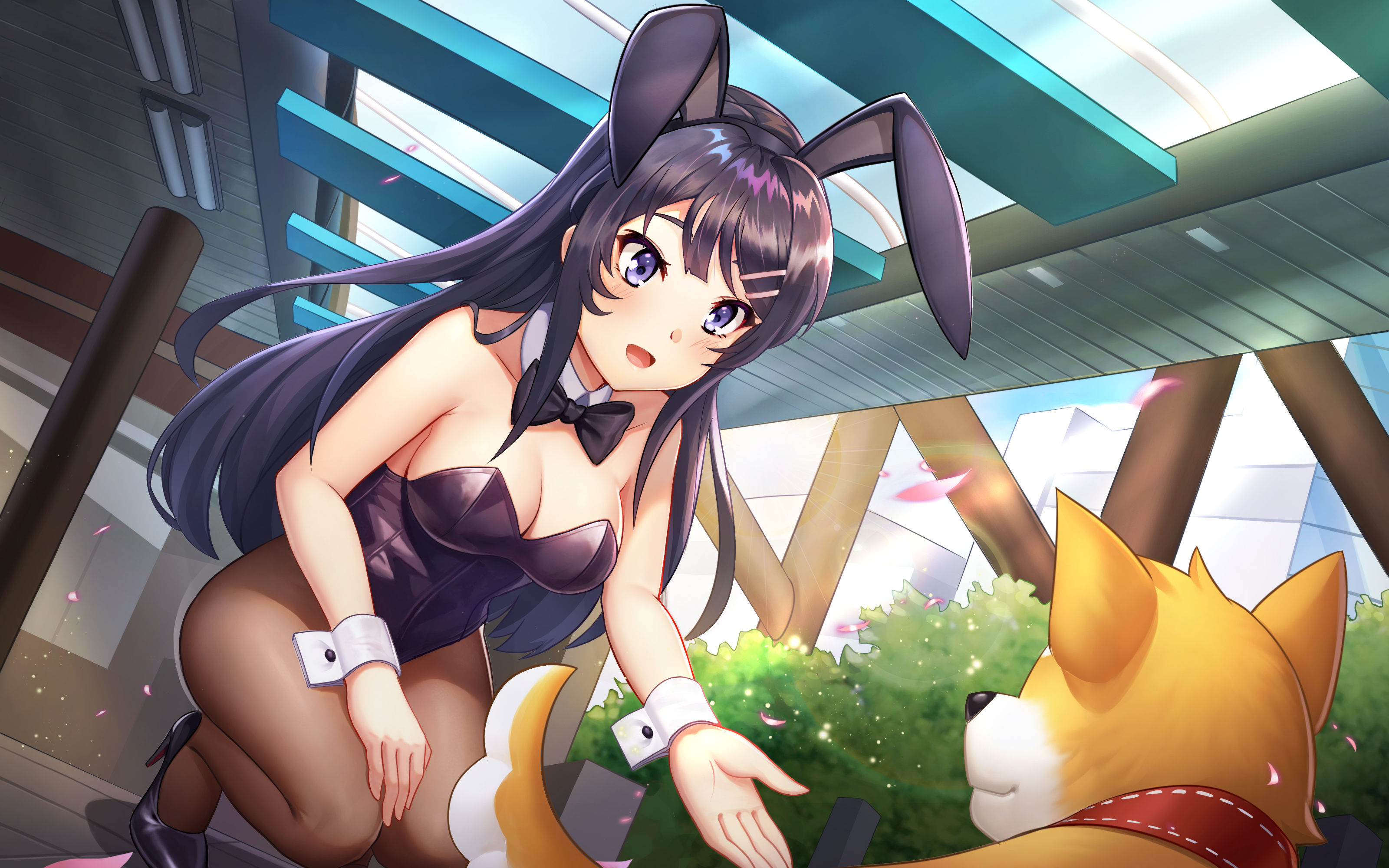 animal_ears bunny_ears bunny_girl cleavage heels no_bra pantyhose sakurajima_mai seishun_buta_yarou sramy