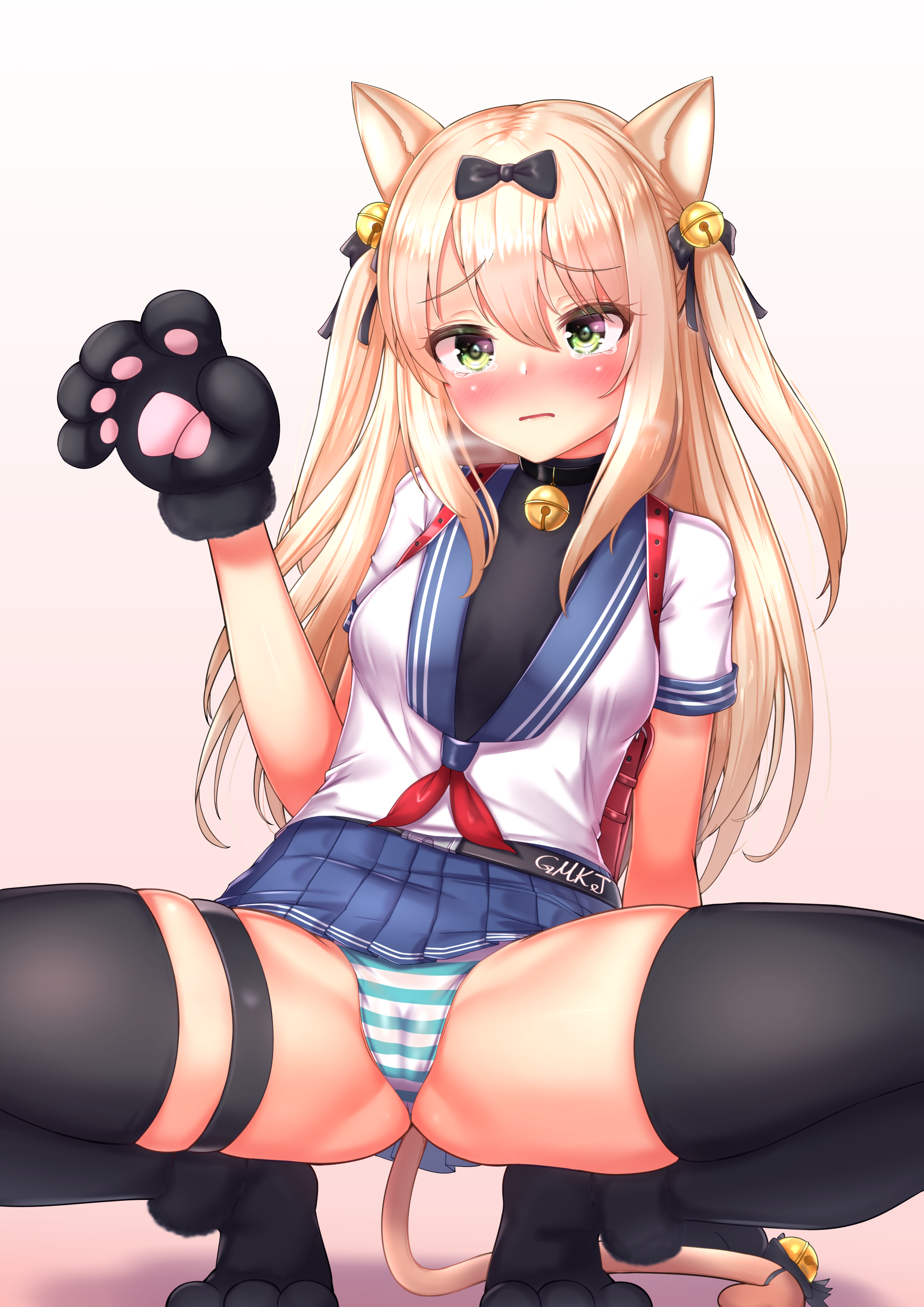 animal_ears cameltoe garter girls_frontline gmkj nekomimi pantsu seifuku shimapan tail thong tmp_(girls_frontline)