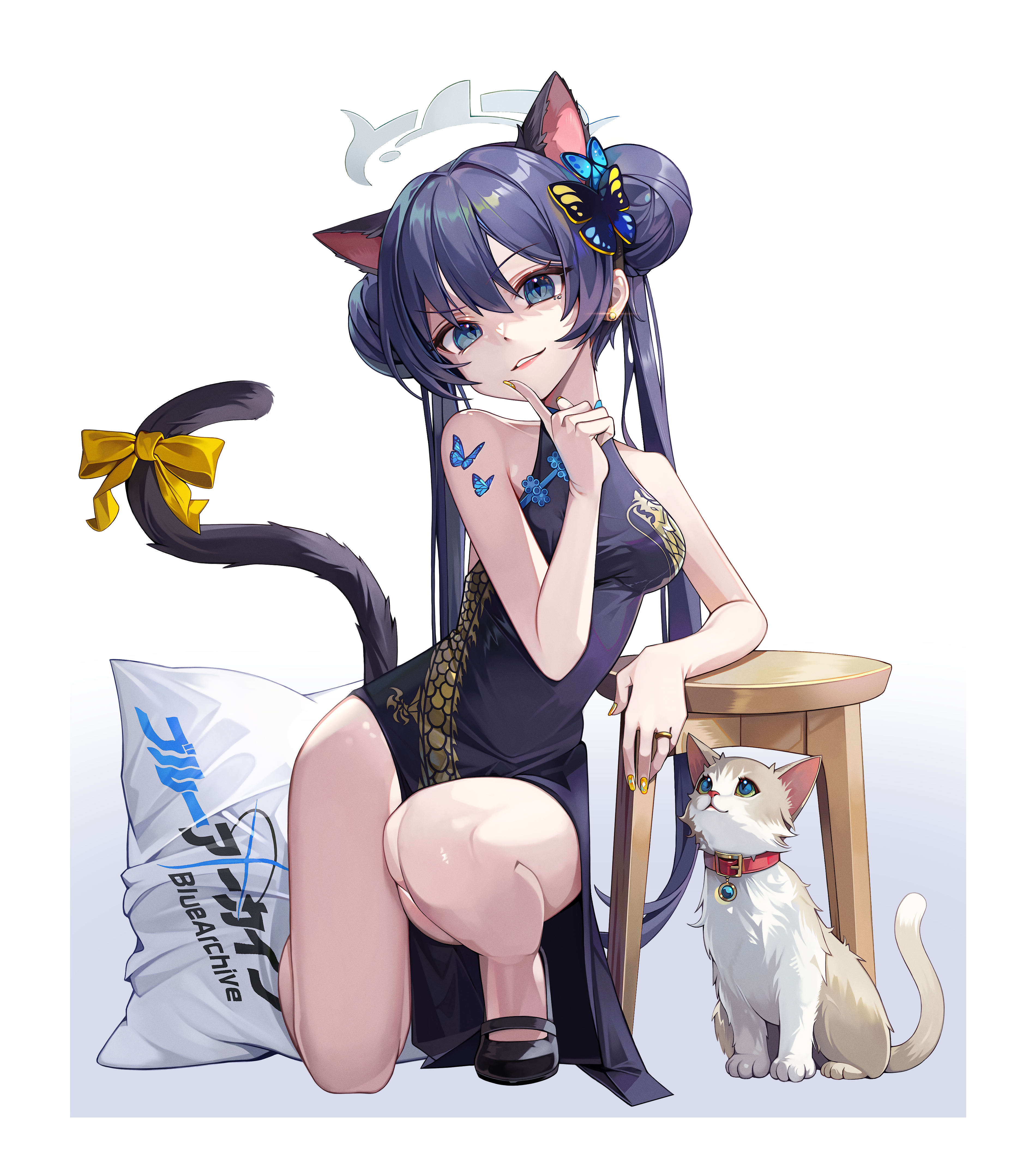 animal_ears blue_archive chinadress halo heavenly_rabbit neko nekomimi ryuuge_kisaki tail