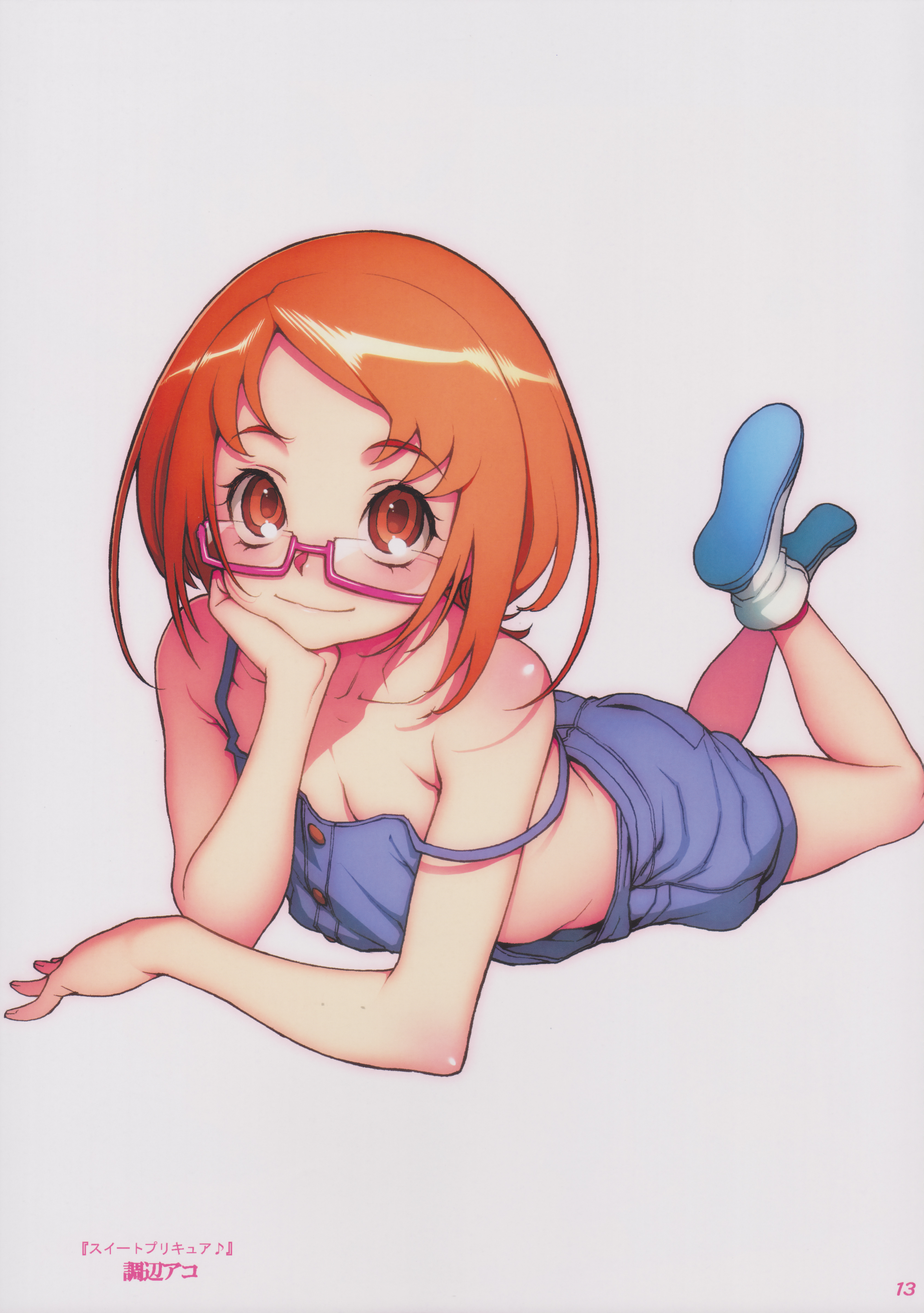 decoppachi hidiri_rei megane no_bra overalls precure shirabe_ako suite_precure