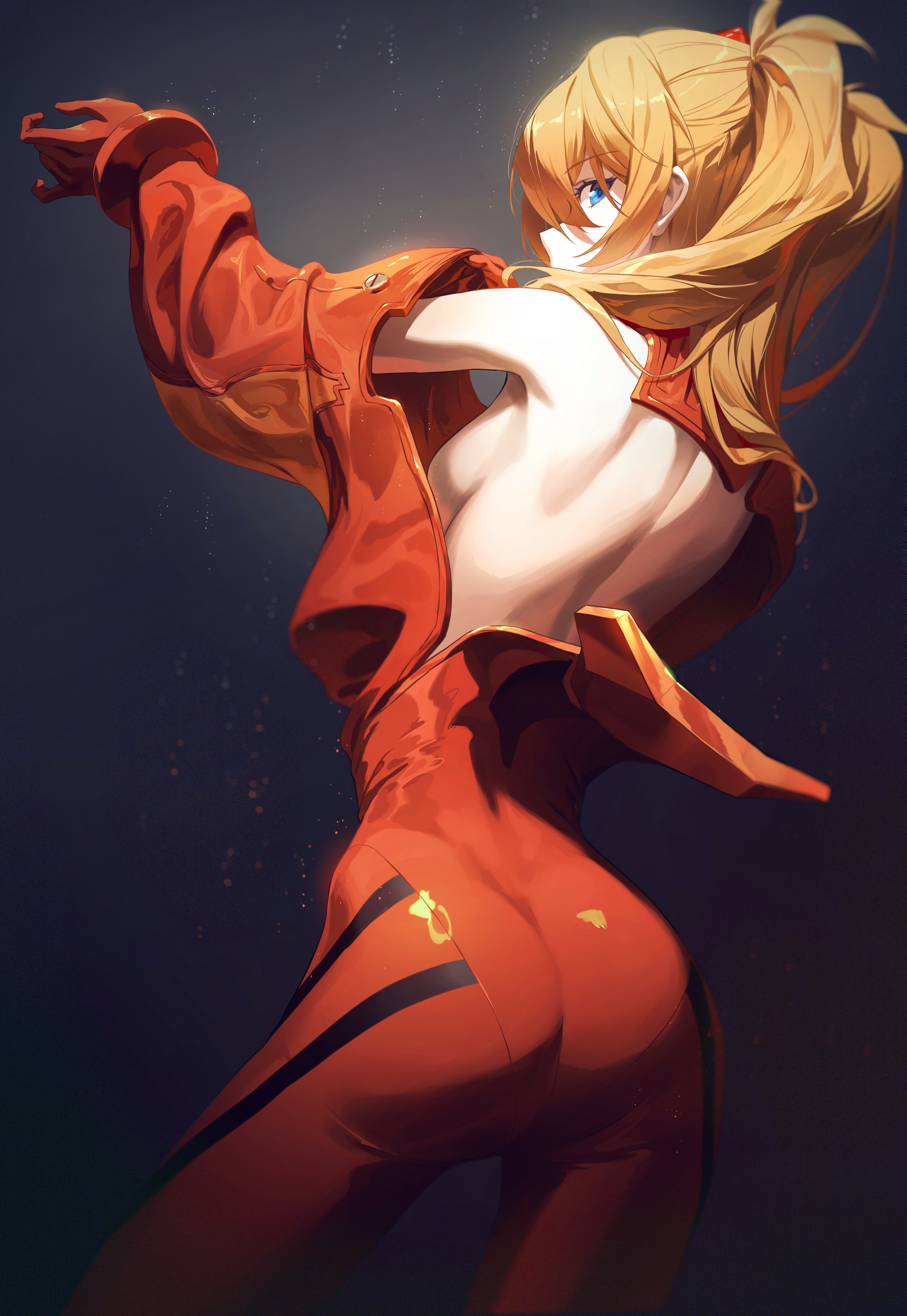 ass bodysuit neon_genesis_evangelion no_bra souryuu_asuka_langley tagme undressing