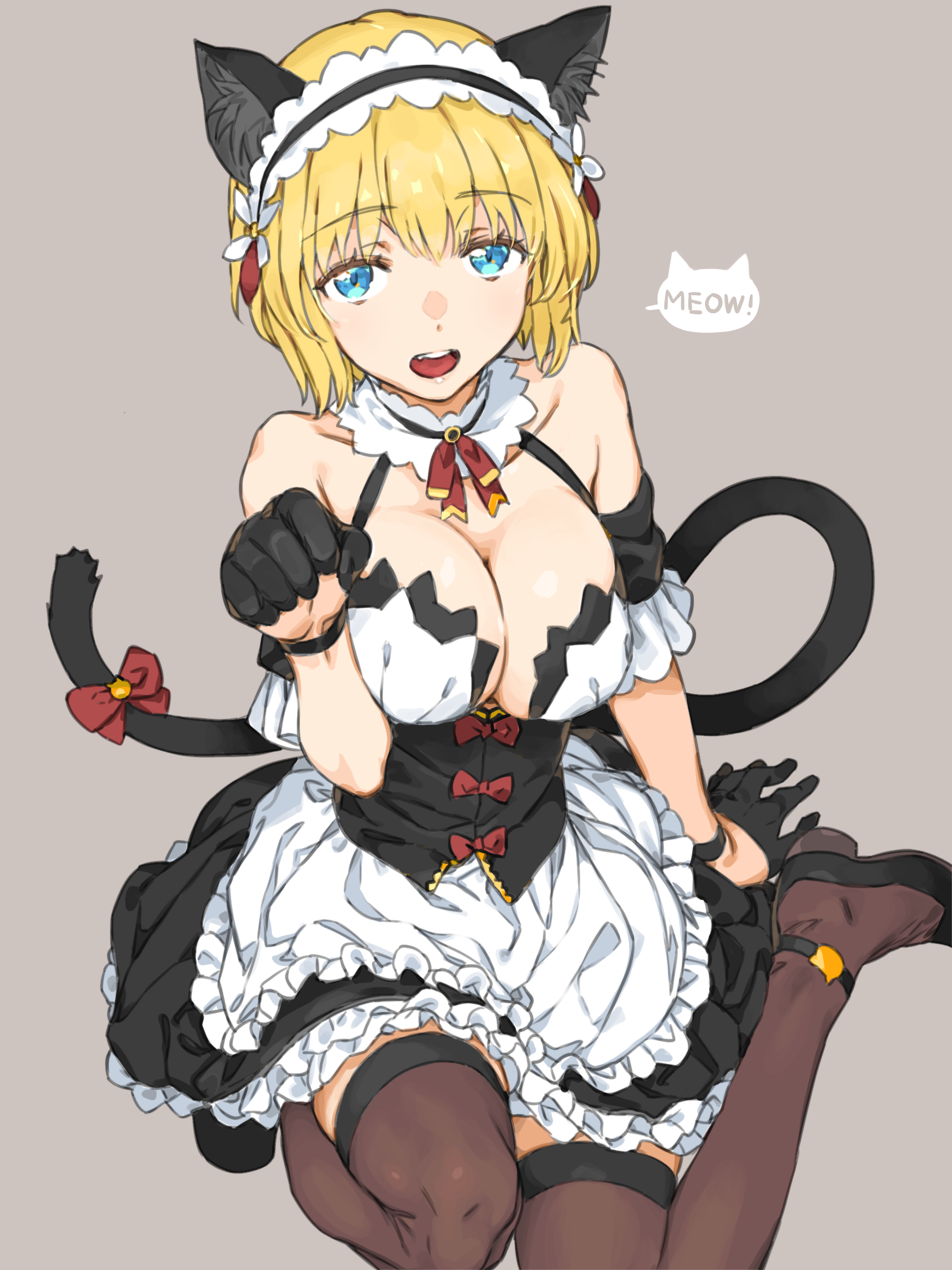 animal_ears haimura_kiyotaka maid nekomimi no_bra orsola_aquinas skirt_lift tail thighhighs toaru_majutsu_no_index