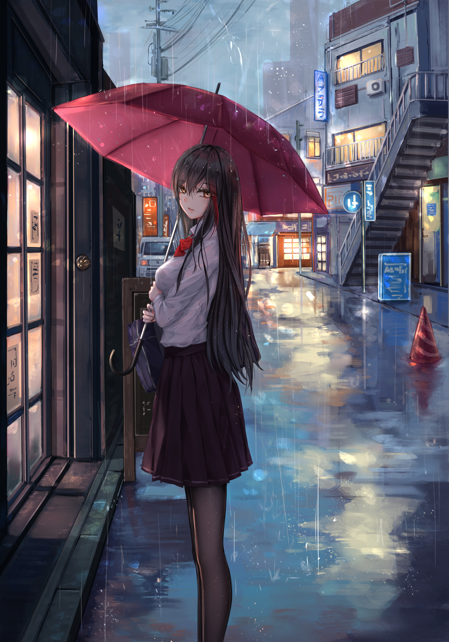 pantyhose seifuku umbrella yuzuriha