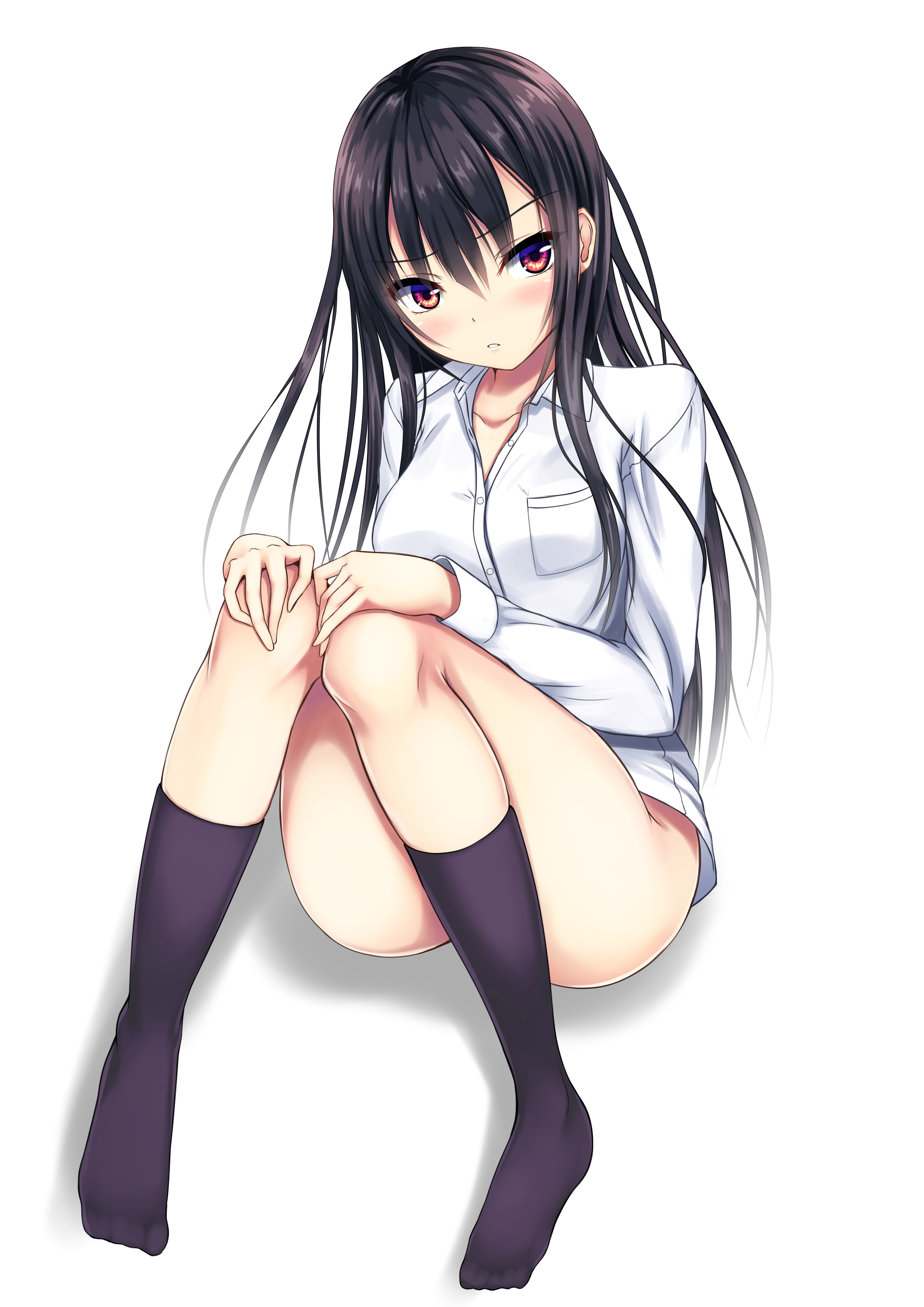 bottomless dress_shirt kurokami_(kurokaminohito) open_shirt