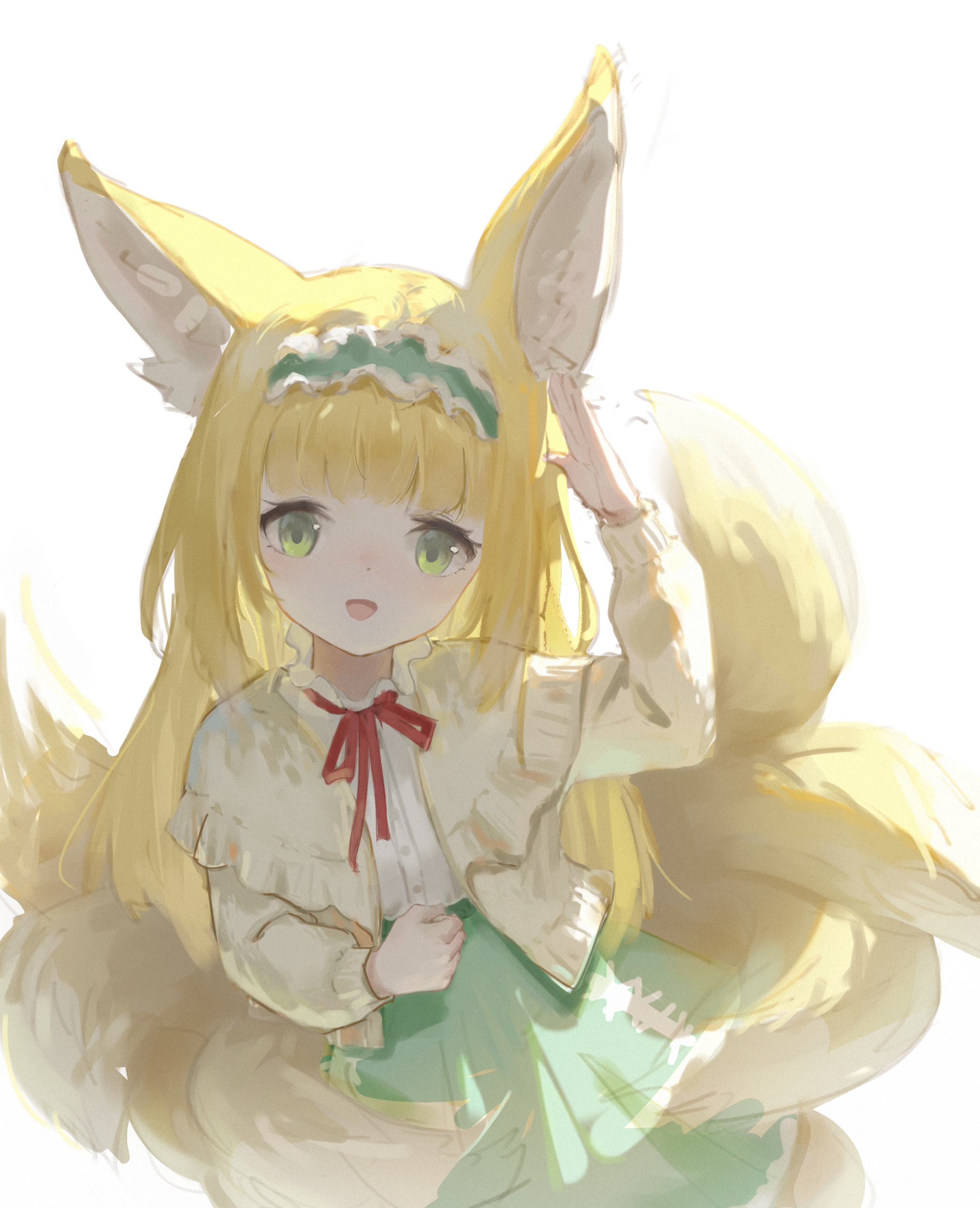 animal_ears arknights gug292953576 kitsune suzuran_(arknights) sweater tail