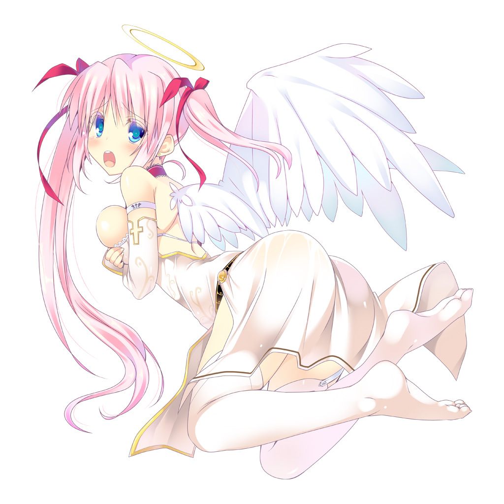 angel breast_hold jpeg_artifacts thighhighs wings yanagi_yuu