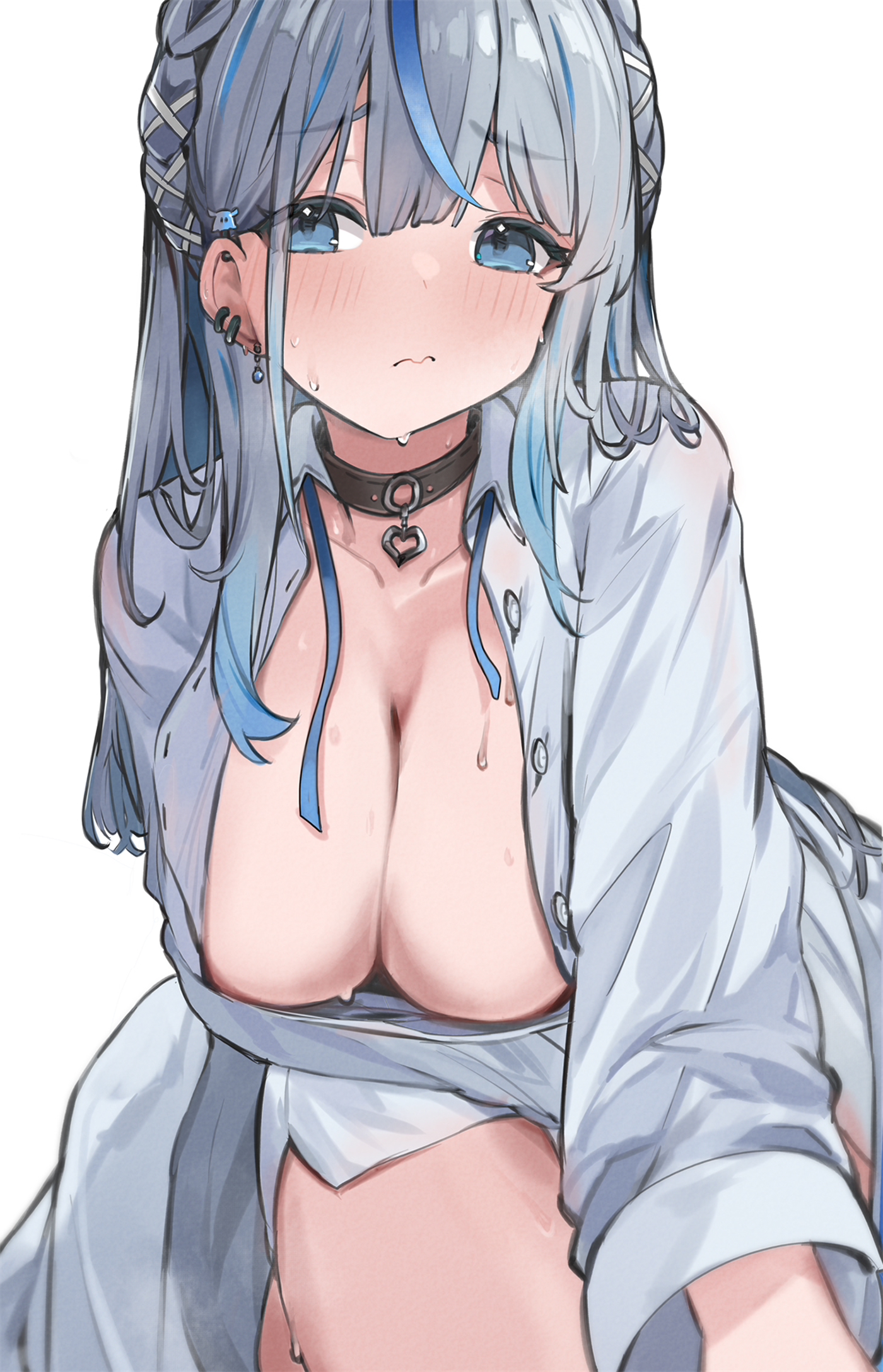 amagai_ruka appleseed_(appleseed_art) dress_shirt no_bra open_shirt weather_planet