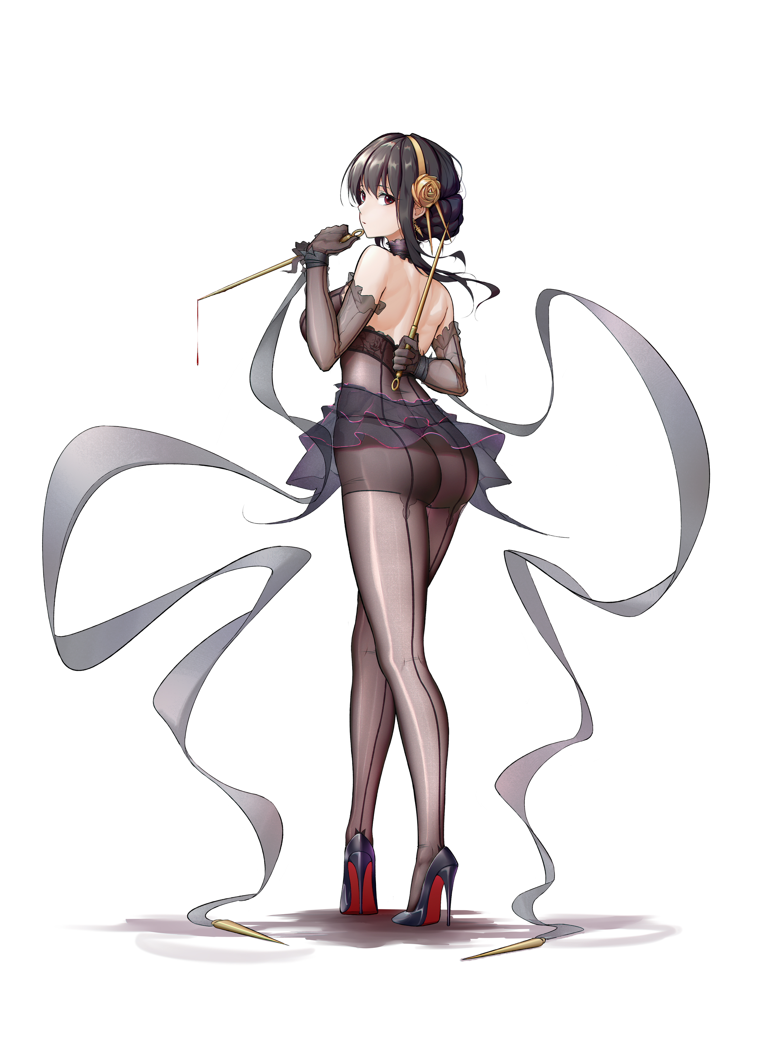 ass blood bodysuit heels no_bra see_through spy_x_family tagme weapon yor_briar