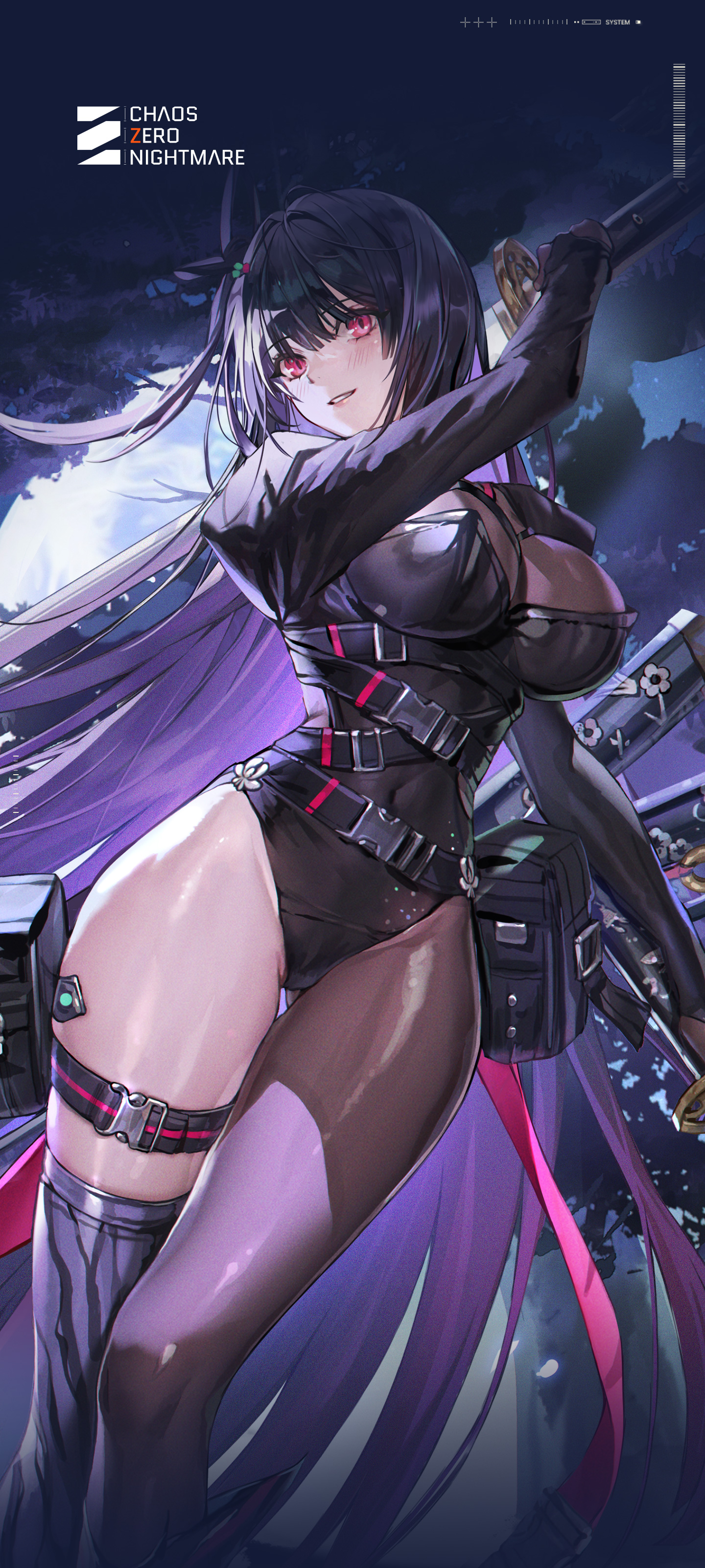 chaos_zero_nightmare garter leotard sword tagme thighhighs