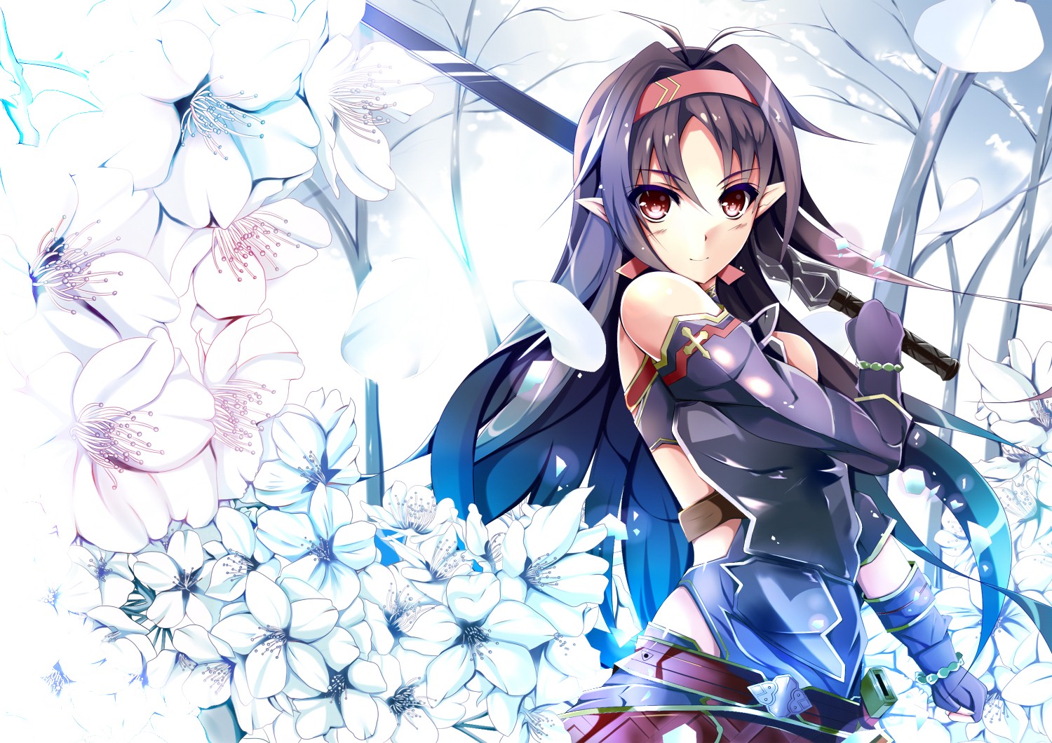 Yuuki Nagisa Alfheim Online Sword Art Online Konno Yuuki Armor Elf Pointy Ears Sword Yande Re