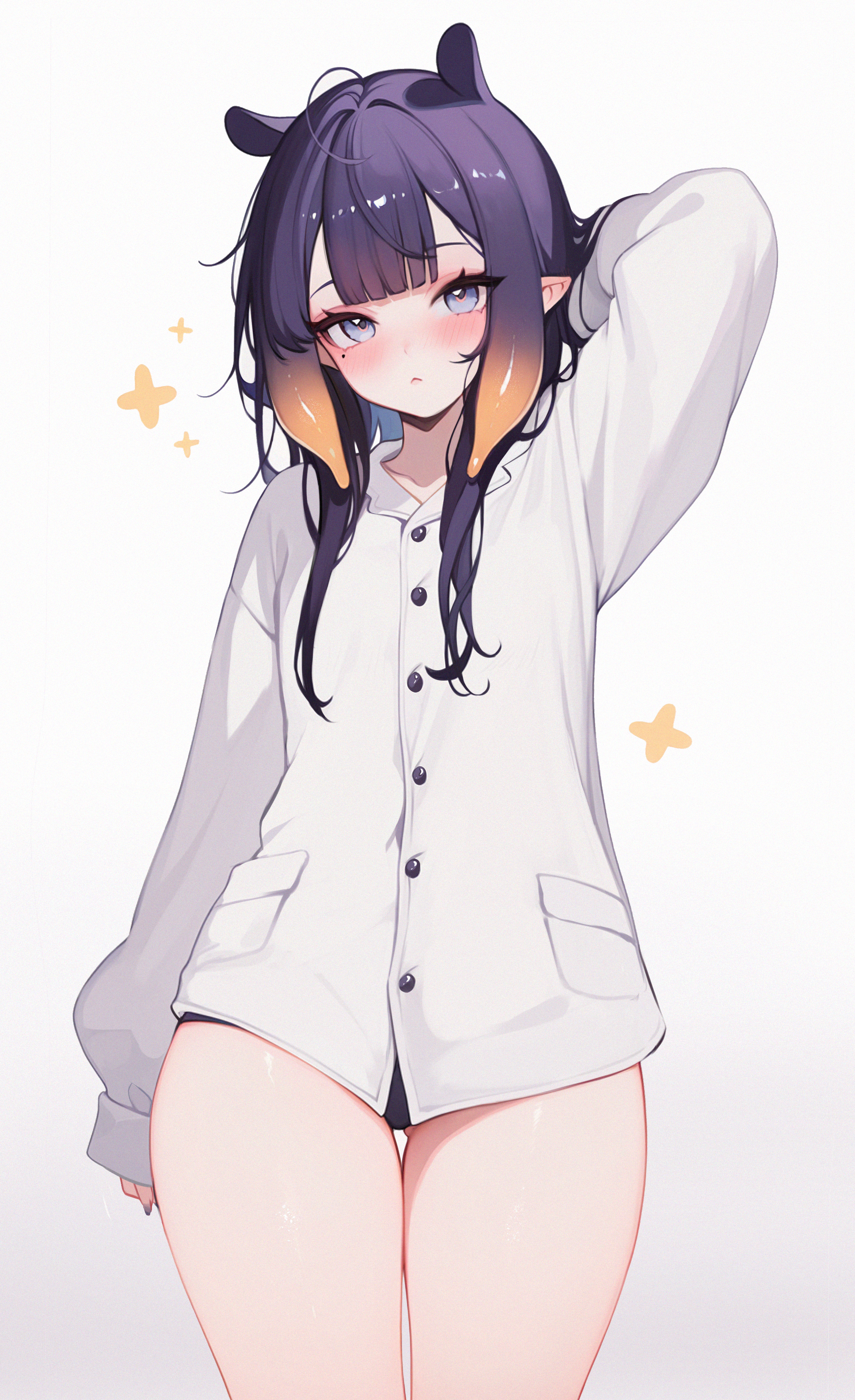 hololive hololive_english koahri loli ninomae_ina'nis pajama pantsu pointy_ears