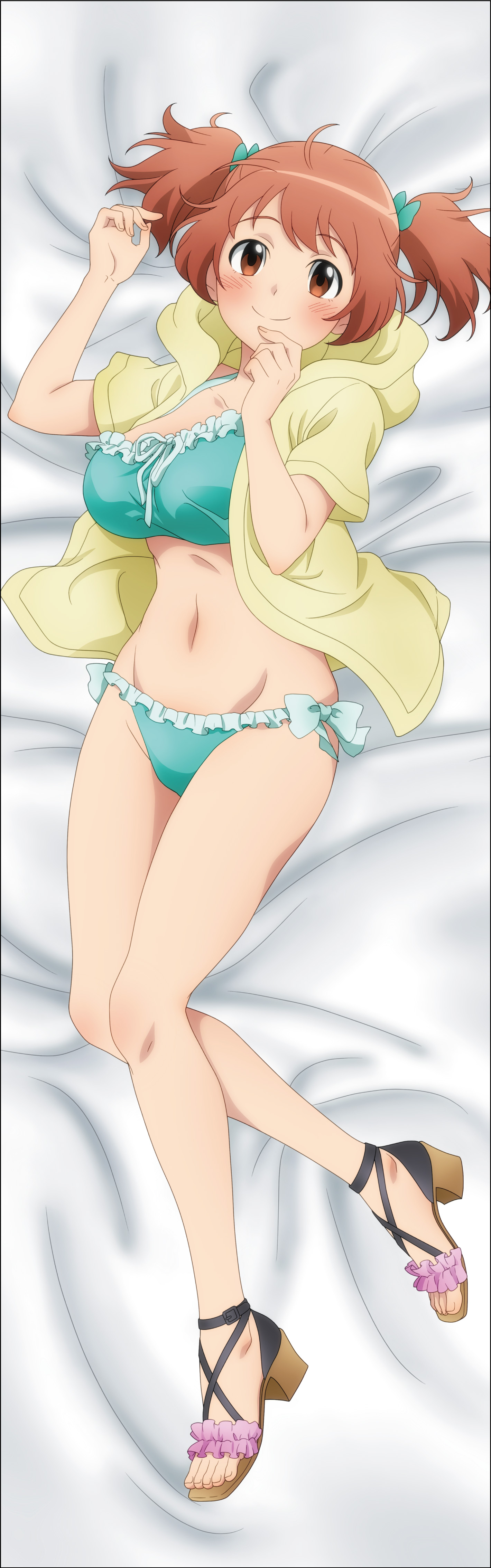 bikini dakimakura hataraku_maou-sama! heels open_shirt sasaki_chiho swimsuits tagme