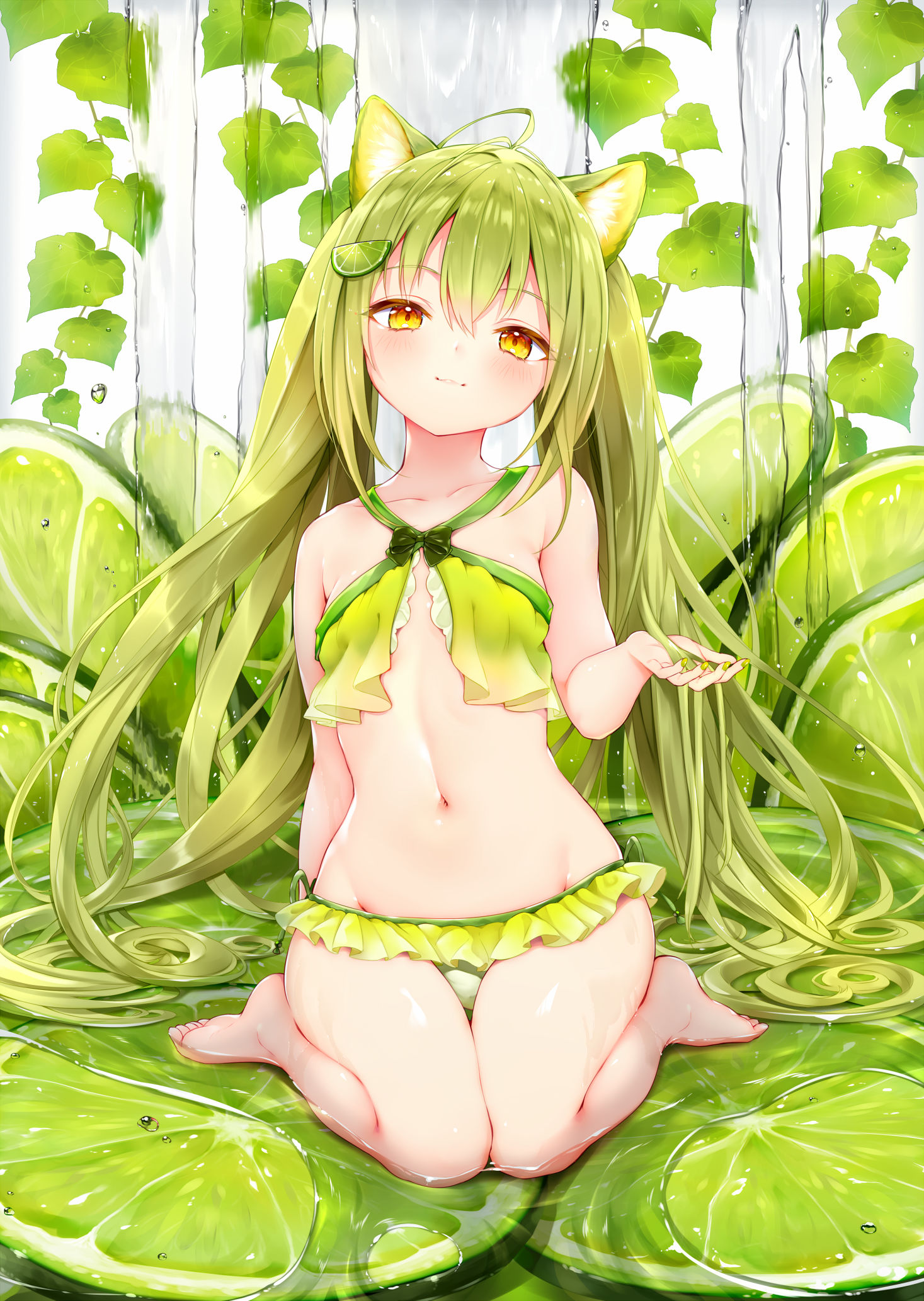 animal_ears bikini sukemyon swimsuits wet