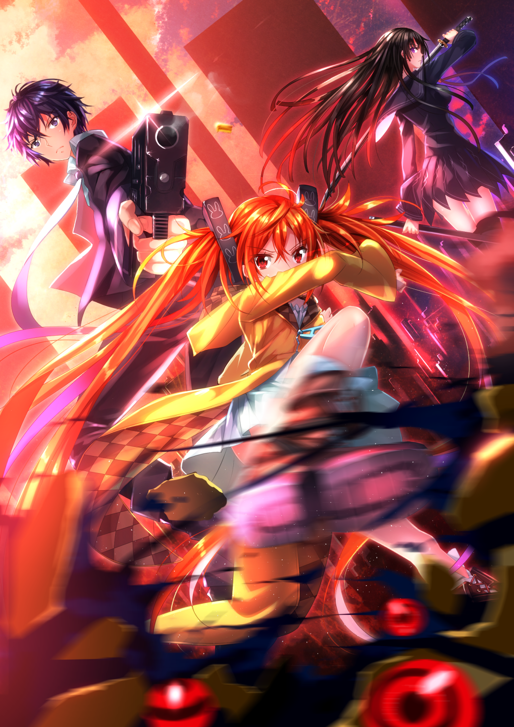 aihara_enju black_bullet gun satomi_rentarou seifuku sword swordsouls tendou_kisara