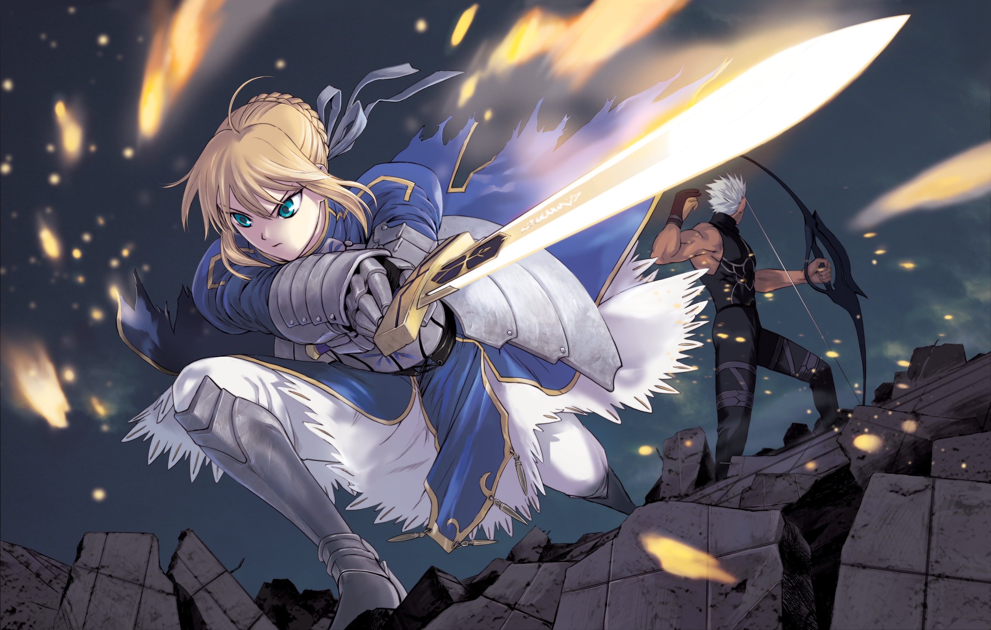 archer artoria_pendragon_(fate) fate/hollow_ataraxia fate/stay_night sword takahashi_keitarou