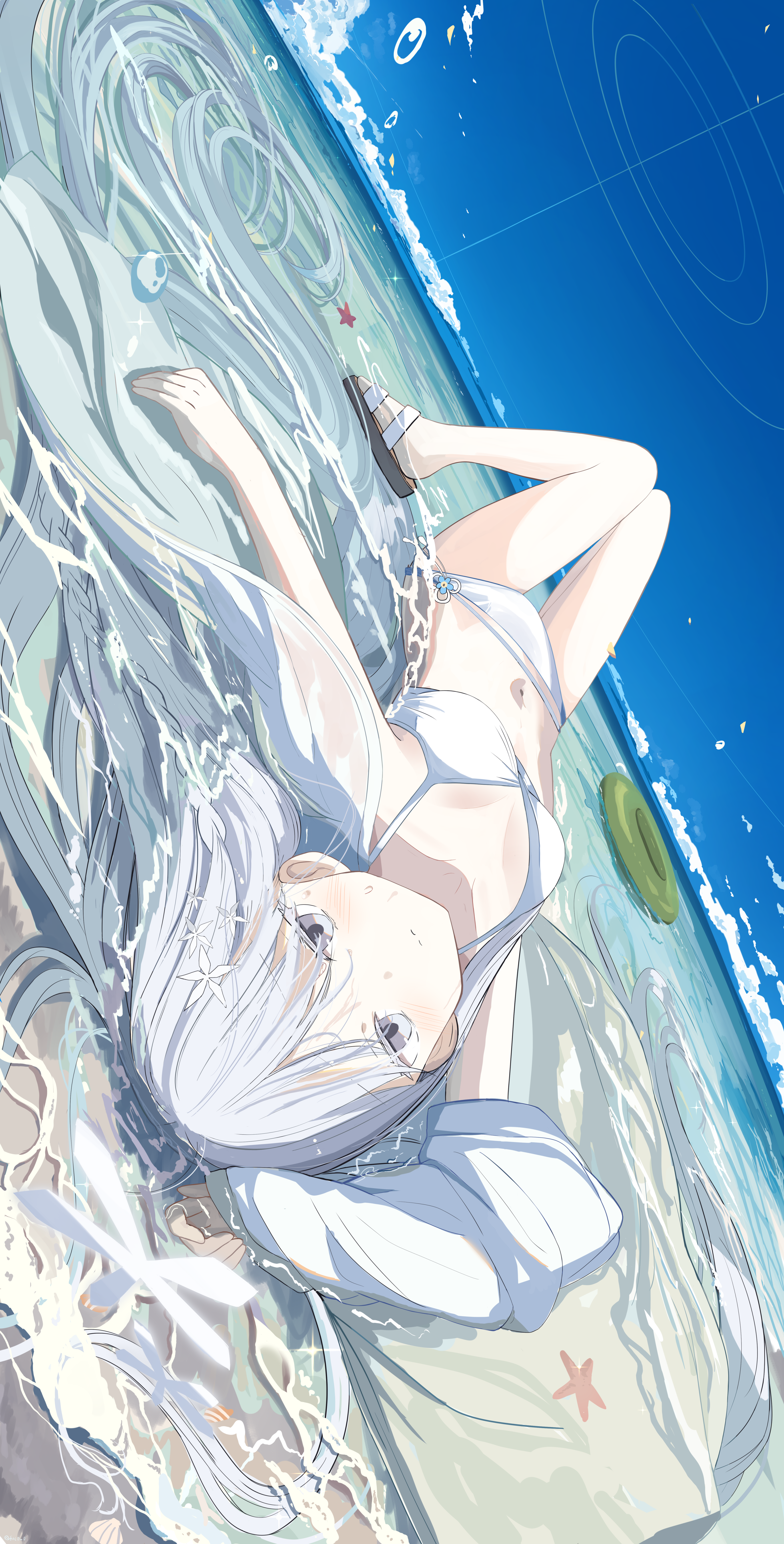 bikini blue_archive goryou_nagusa halo japanese_clothes see_through swimsuits tagme wet wet_clothes