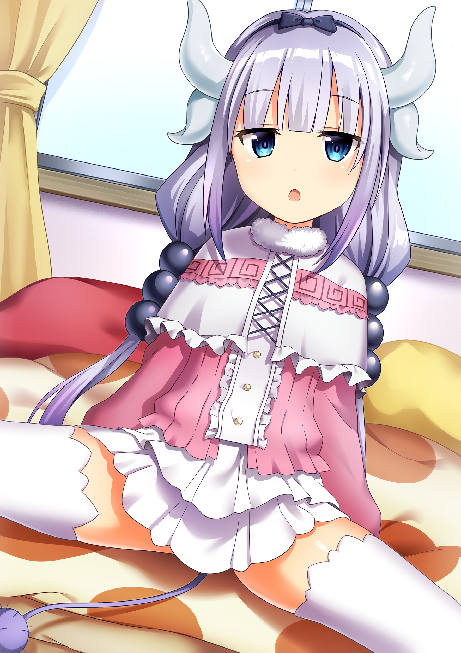 horns kanna_kamui kobayashi-san_chi_no_maidragon tail thighhighs yuusa