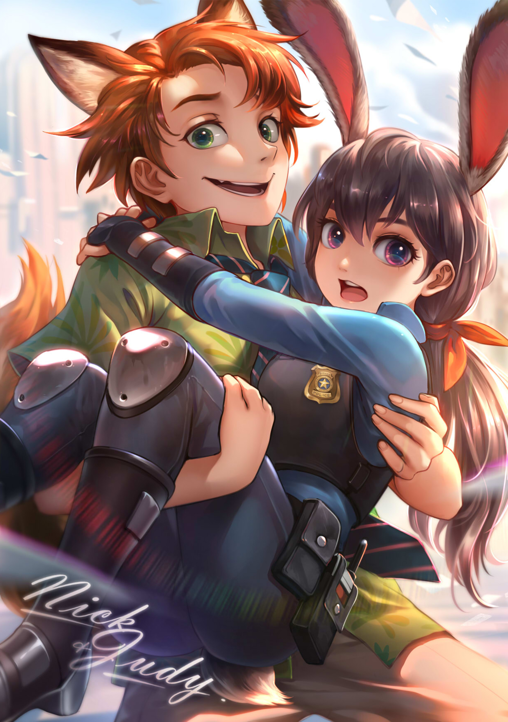 animal_ears bunny_ears heels judy_hopps kazeo-yuurin police_uniform tail zootopia