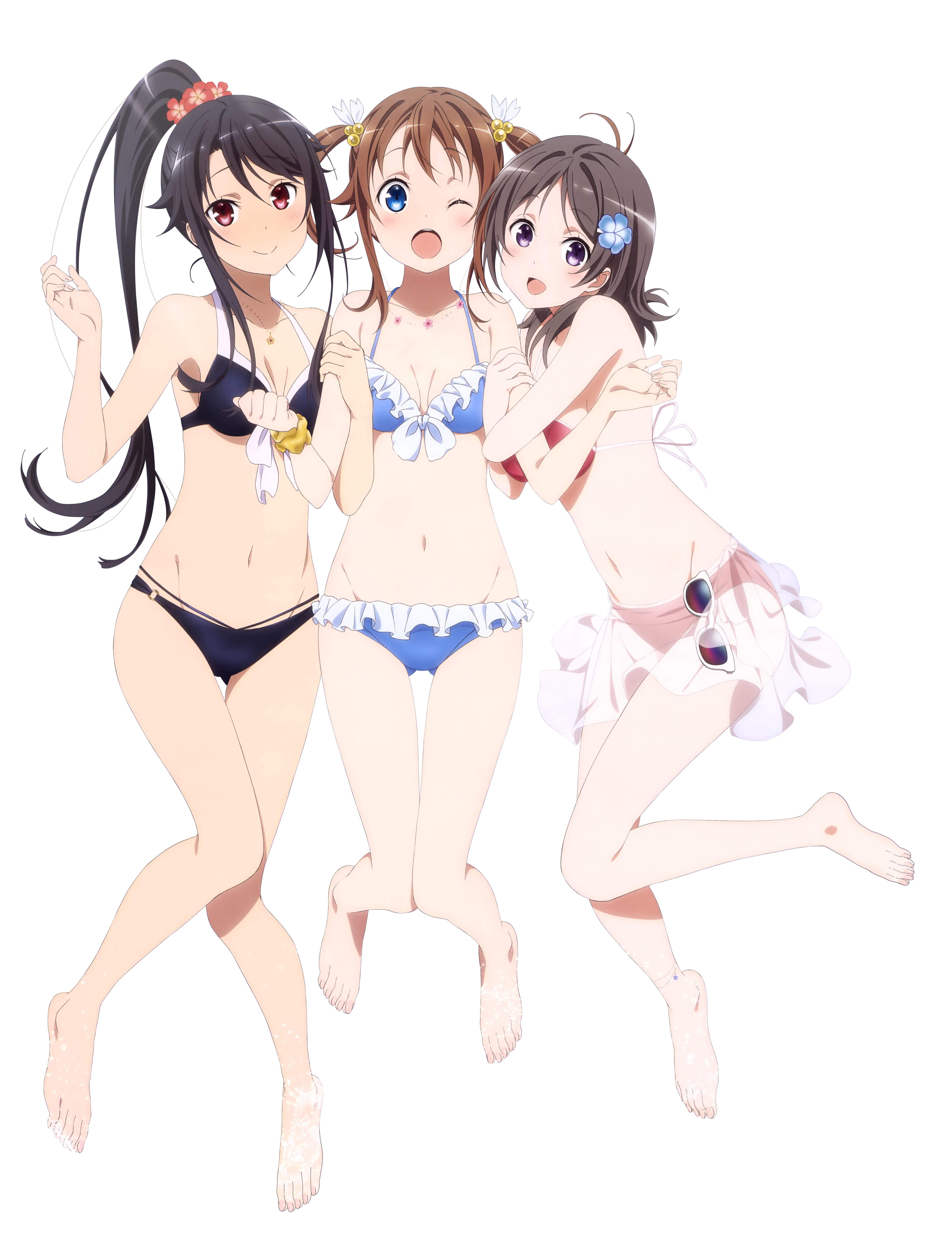 bikini china_moeka cleavage high_school_fleet megane misaki_akeno munetani_mashiro see_through swimsuits tanaka_shiori transparent_png wet