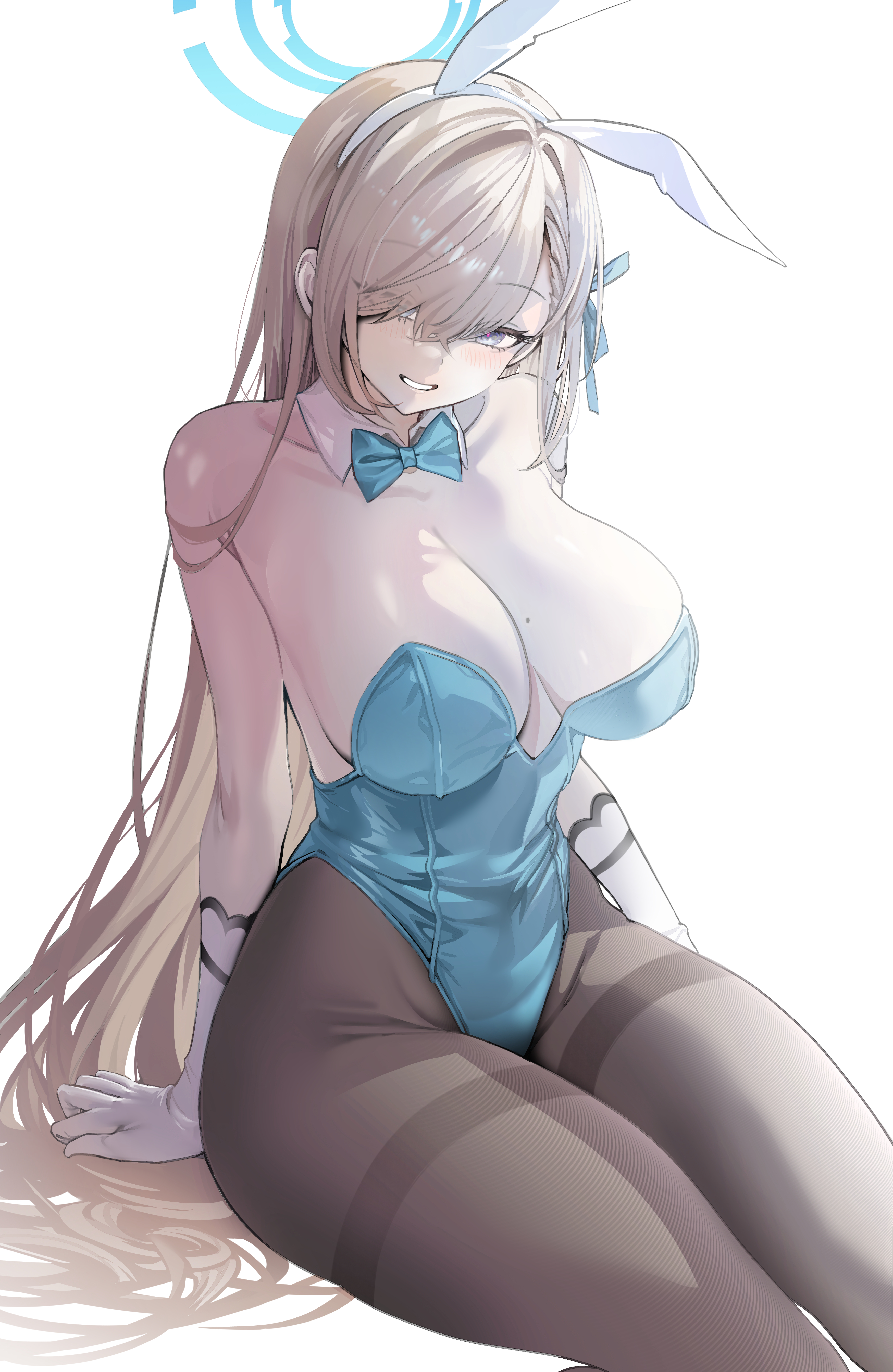 animal_ears blue_archive bunny_ears bunny_girl halo ichinose_asuna laseri no_bra pantyhose
