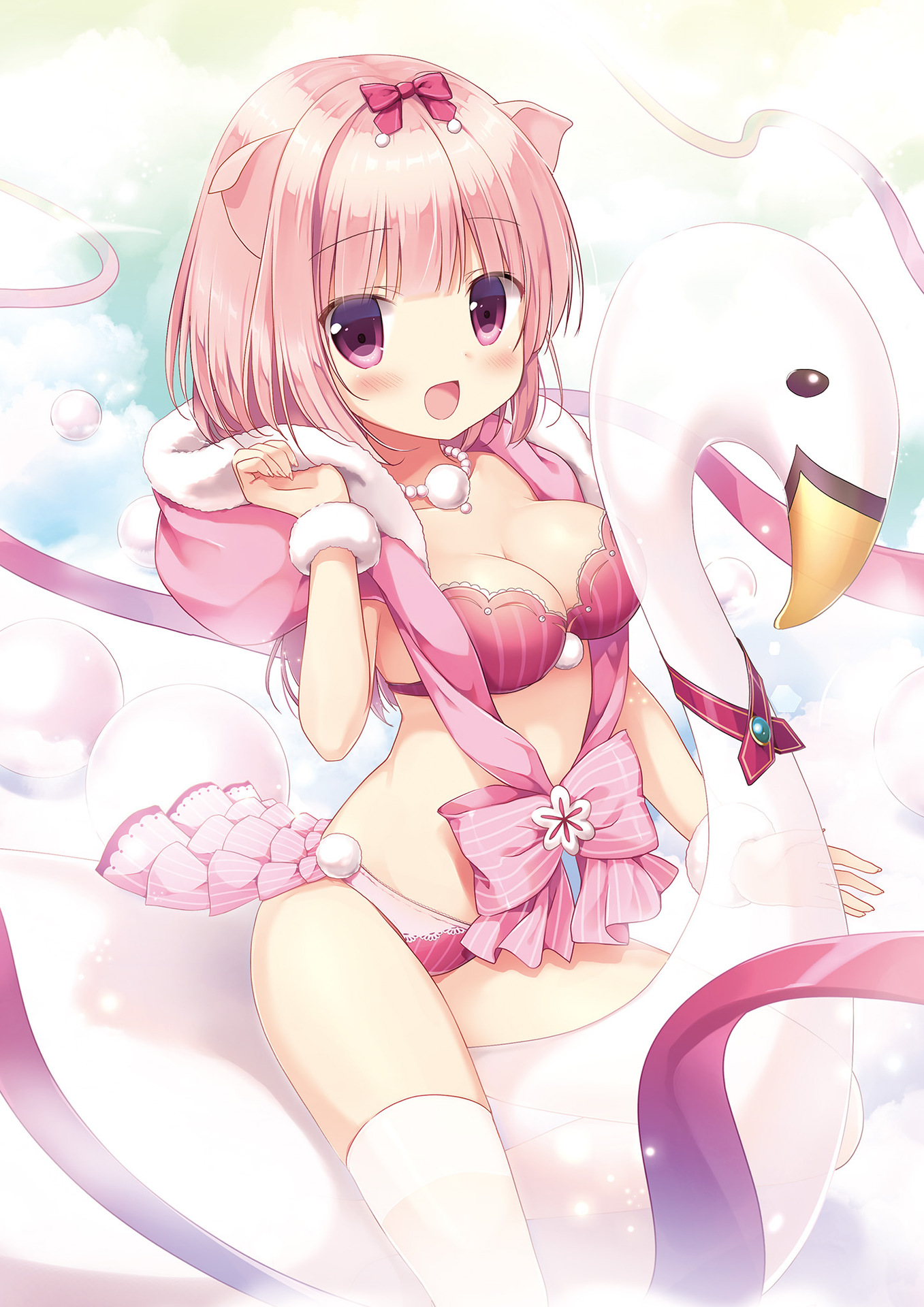 animal_ears bra canvas+garden cleavage miyasaka_naco pantsu rowa_(canvas+garden) thighhighs