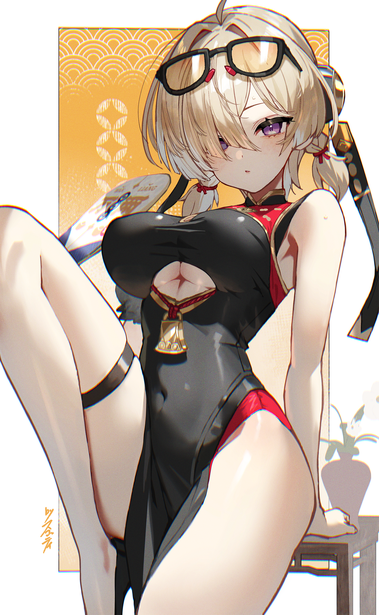 chinadress cleavage garter megane scottie sweety zenless_zone_zero