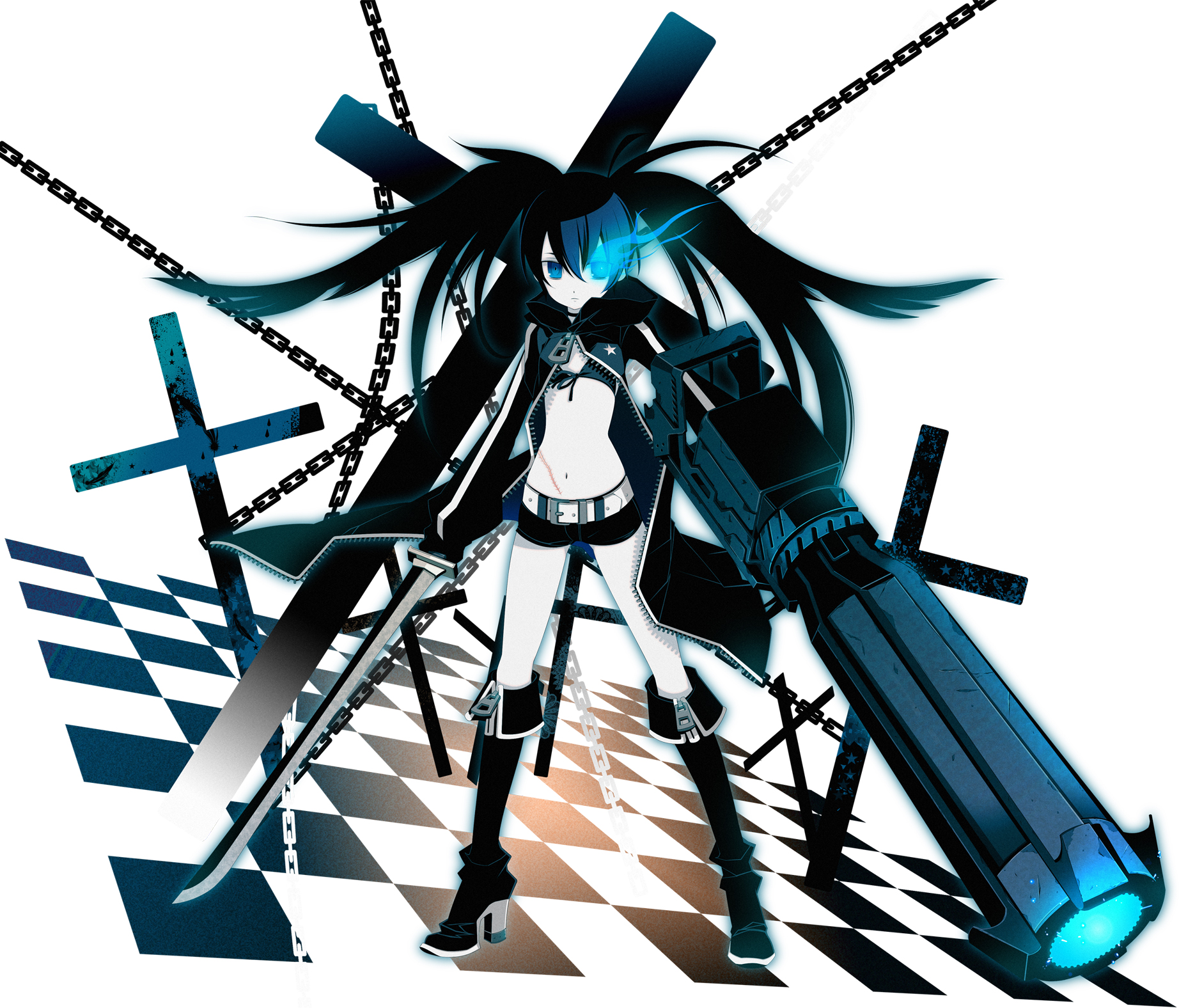 8055 black rock shooter vocaloid black rock shooter (character) gun ...