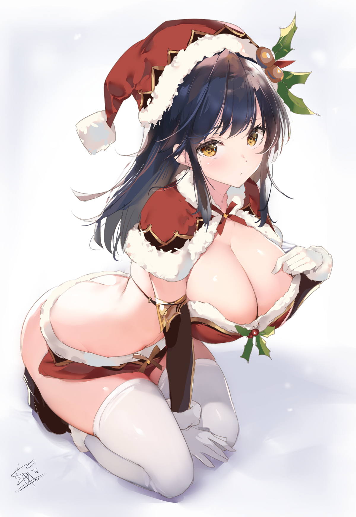 christmas no_bra thighhighs yaegashi_nan