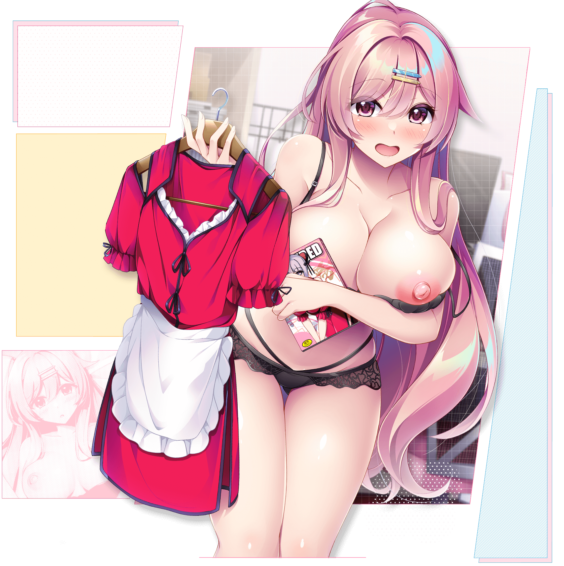 bra breast_hold breasts mogupon nipples pantsu tokohana transparent_png