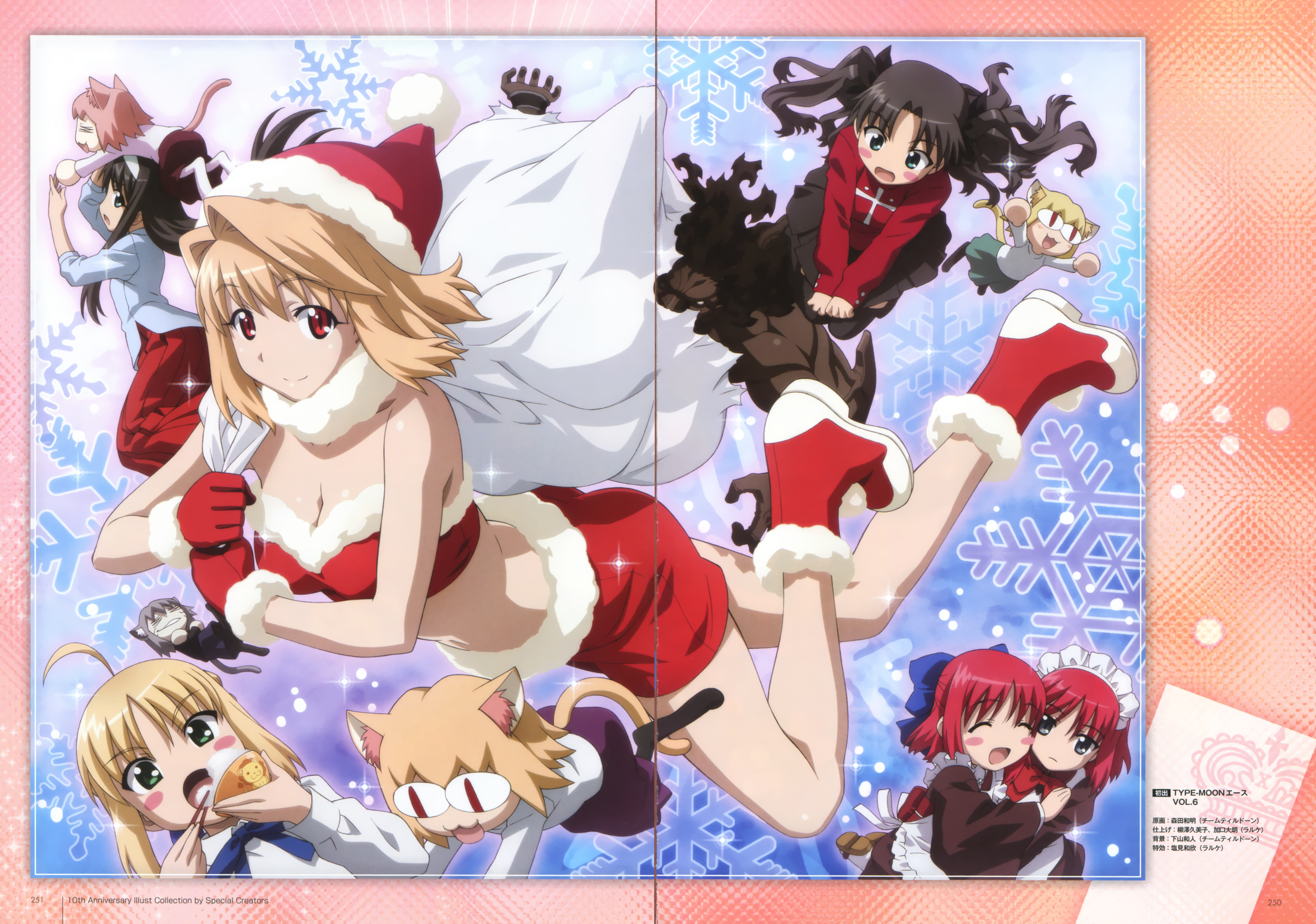 animal_ears arcueid_brunestud artoria_pendragon_(fate) berserker carnival_phantasm chibi christmas cleavage crossover fate/stay_night gap hisui kohaku maid morita_kazuaki neko_arc neko_arc_bubbles neko_arc_destiny neko_chaos nekomimi tail thighhighs toono_akiha toosaka_rin tsukihime type-moon