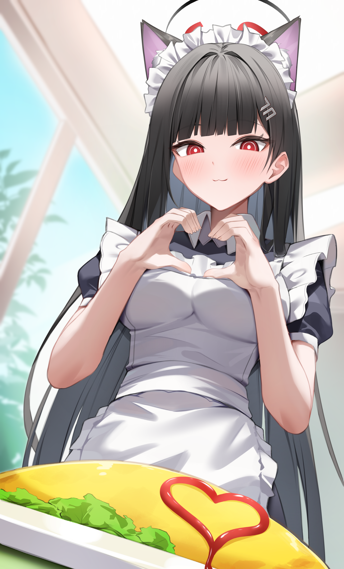 animal_ears blue_archive halo maid nekomimi shuvi_(shuvi1125) tsukatsuki_rio waitress