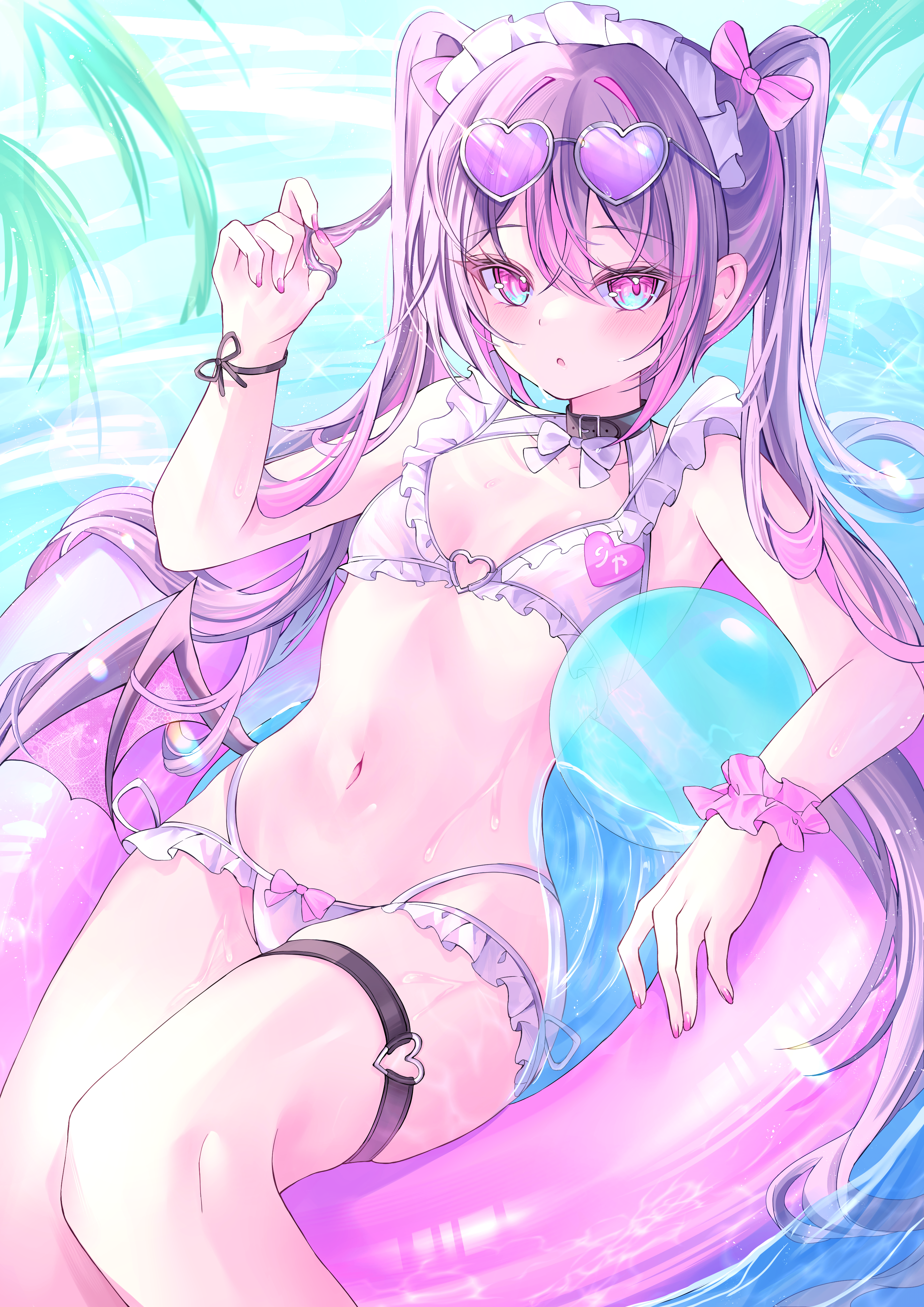 bikini garter maid megane ririge swimsuits wet