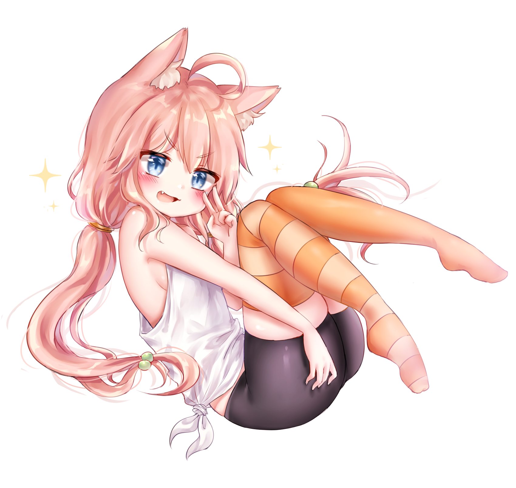 animal_ears bike_shorts feet hinata_channel honyang nekomimi nekomiya_hinata no_bra thighhighs