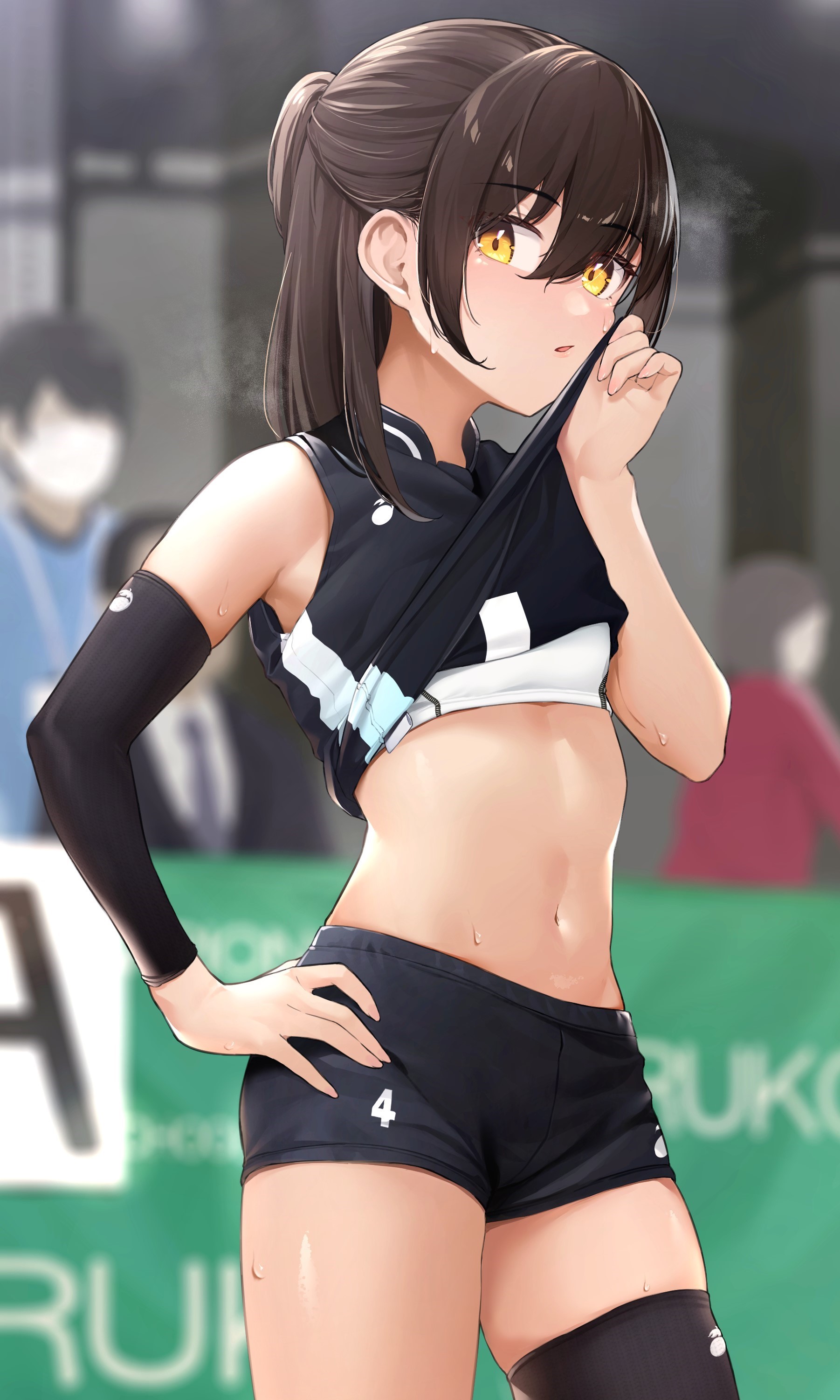 bra gym_uniform shirt_lift thighhighs vegetablenabe