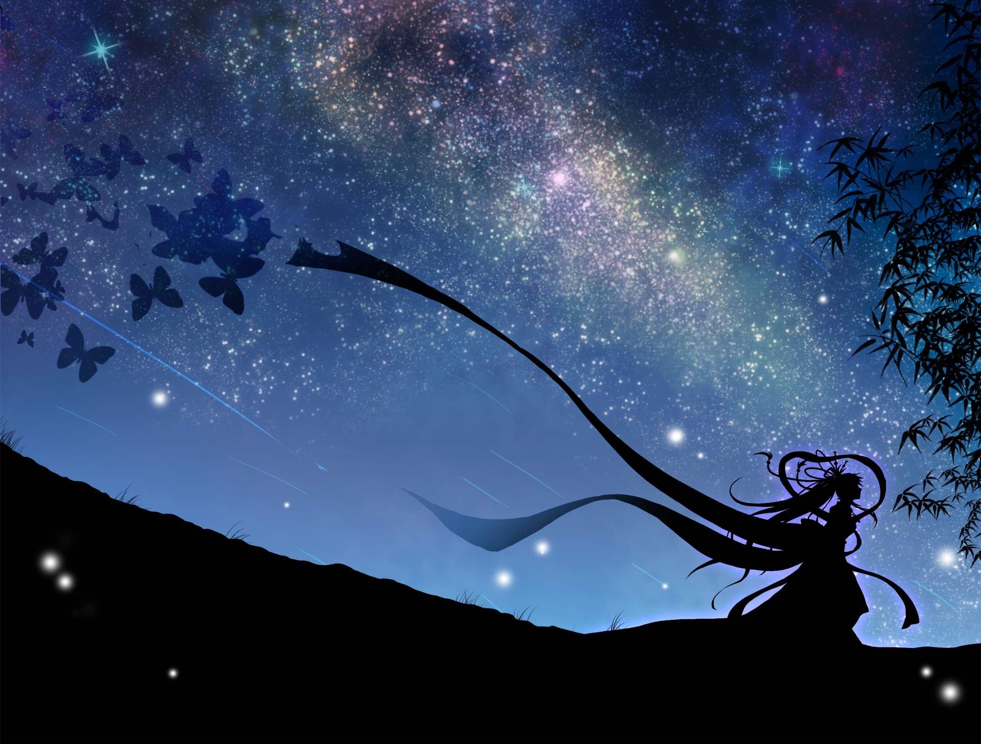 asian_clothes hatsune_miku landscape mokoppe silhouette vocaloid