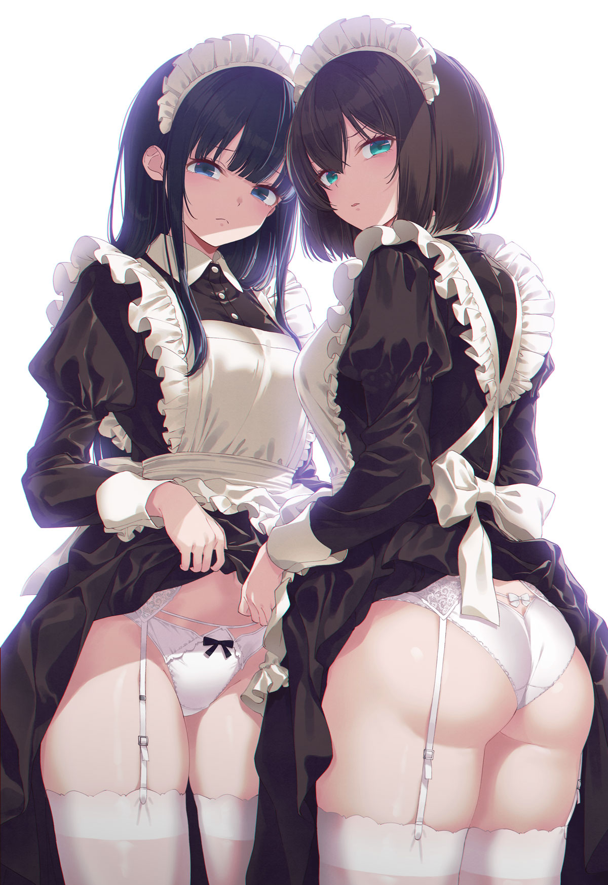 40hara ass garter_belt iya_na_kao_sare_nagara_o-pantsu_misete_moraitai maid pantsu skirt_lift stockings thighhighs thong