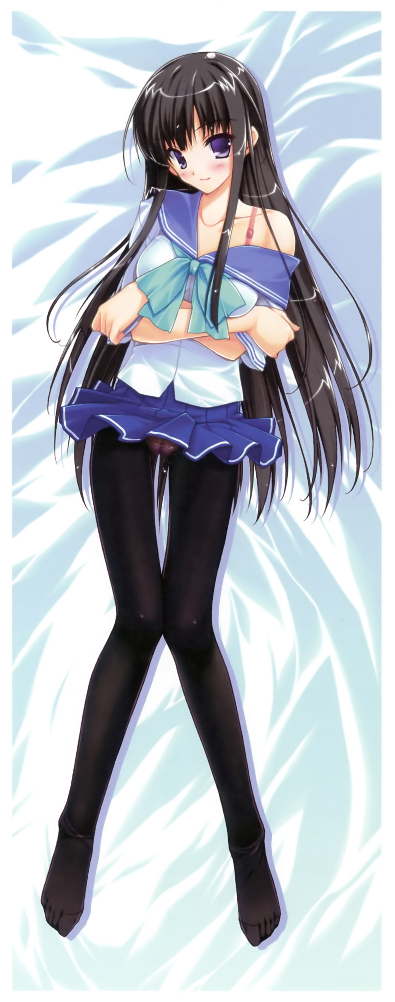 amane_sou breast_hold dakimakura kusanagi_yukino pantsu pantyhose pastel seifuku