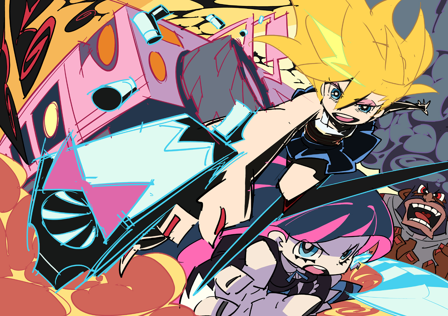 Panty and stocking. Труська Чулко. Труська Чулко и Пресвятой Подвяз. Аниме Труська Чулко и Пресвятой Подвяз. Аниме Труська и чулка и Пресвятой Подвяз.