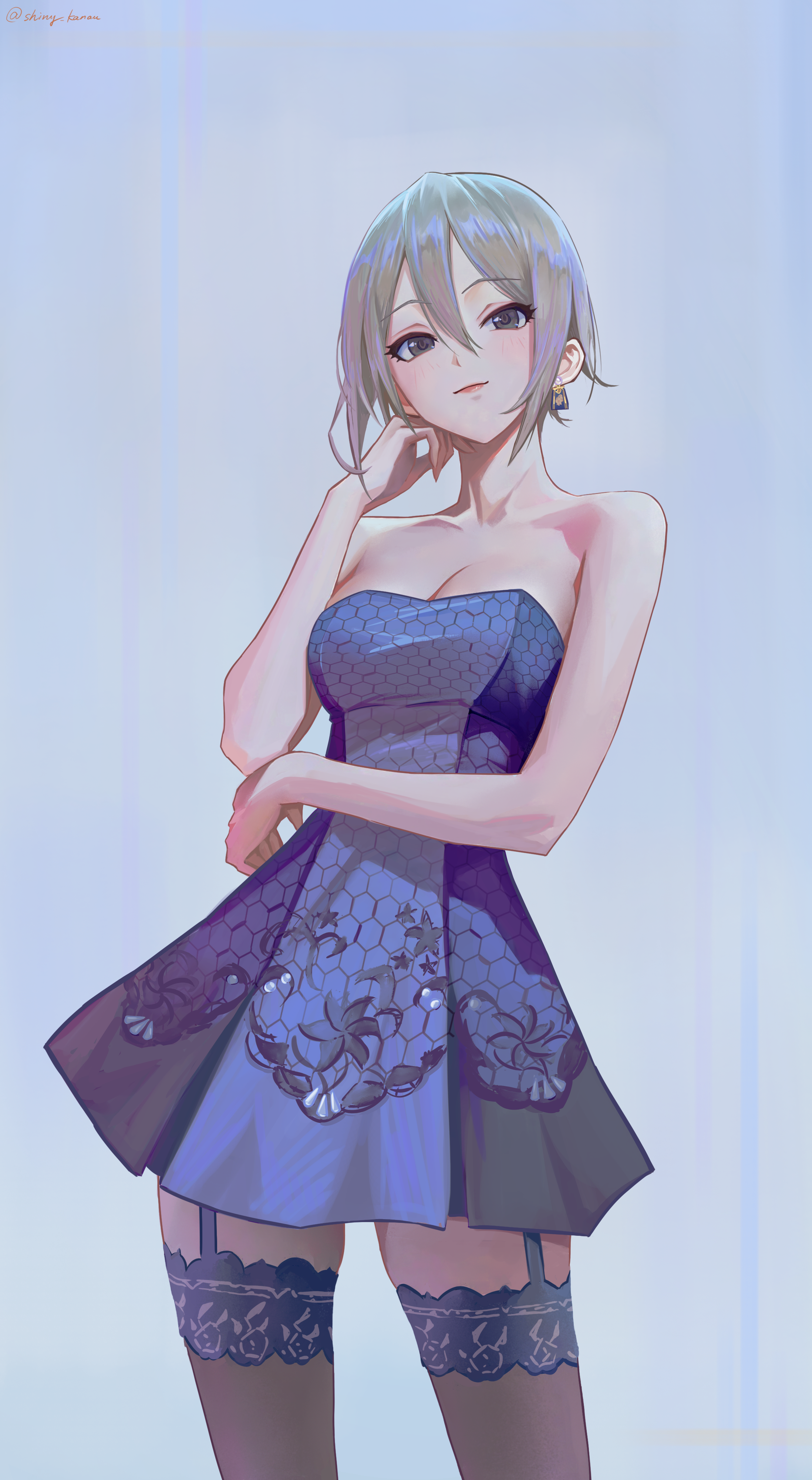 dress no_bra qingli_ye shiomi_shuuko stockings the_idolm@ster the_idolm@ster_cinderella_girls thighhighs